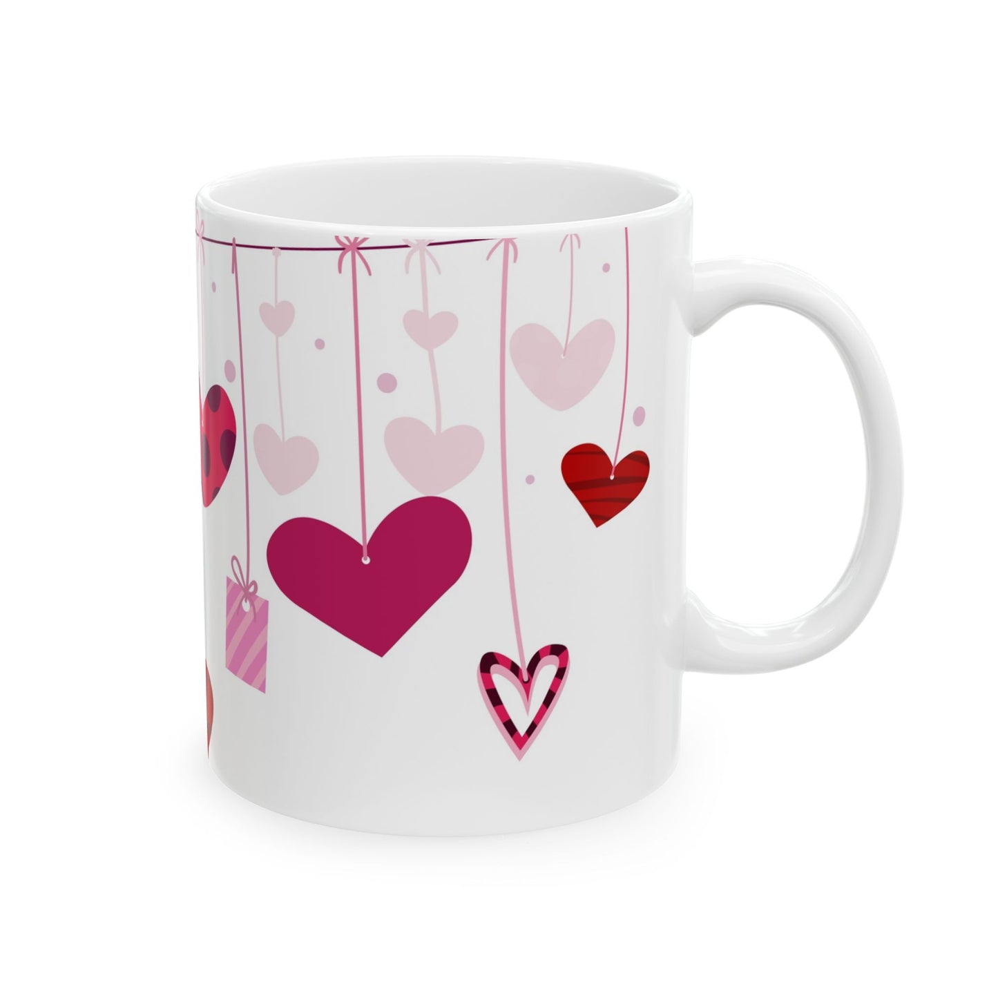 Ceramic Mug – Romantic Heart- Cute Gift for Coffee & Tea Lovers girly aesthetic pink hearts
