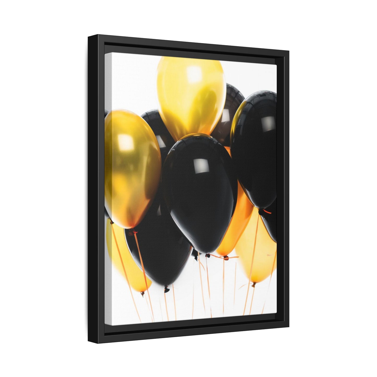 Black and Gold Balloon Framed Canvas Art Print, Stylish Home Decor, Birthday Party Wall Art, Modern Aesthetic, Celebration Gift