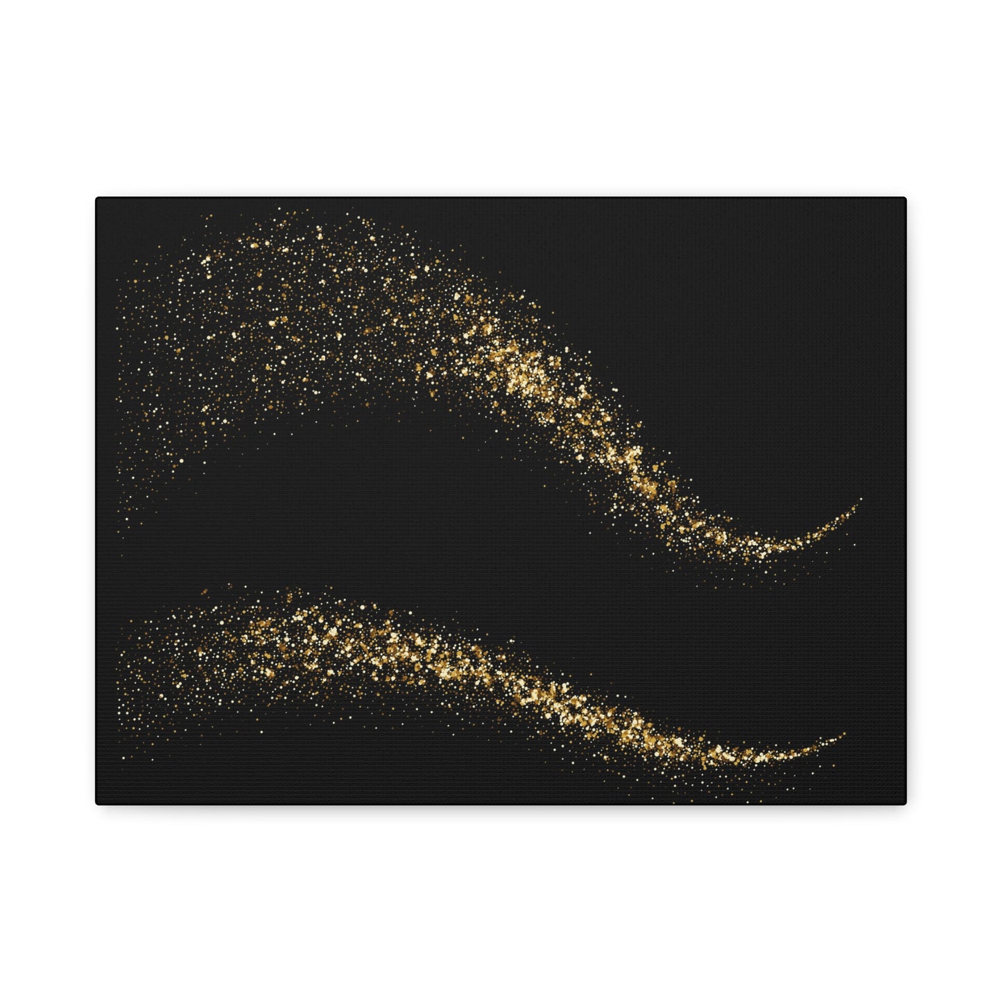 Black and Gold Canvas Wall Art – Luxury Glitter Wave Print for Modern Home Decor | Elegant Minimalist Framed Artwork, Gift for Her