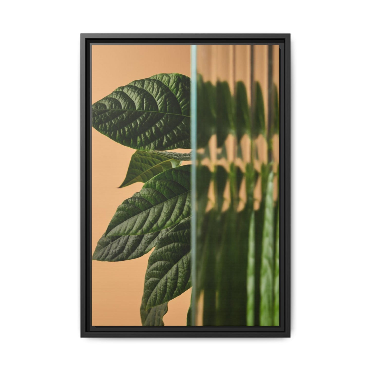 Framed Botanical Canvas Wall Art – Nature-Inspired Matte Print, Greenery Home Decor, Modern Aesthetic Art, Gift for Plant Lovers, Tranquil Wall Accent