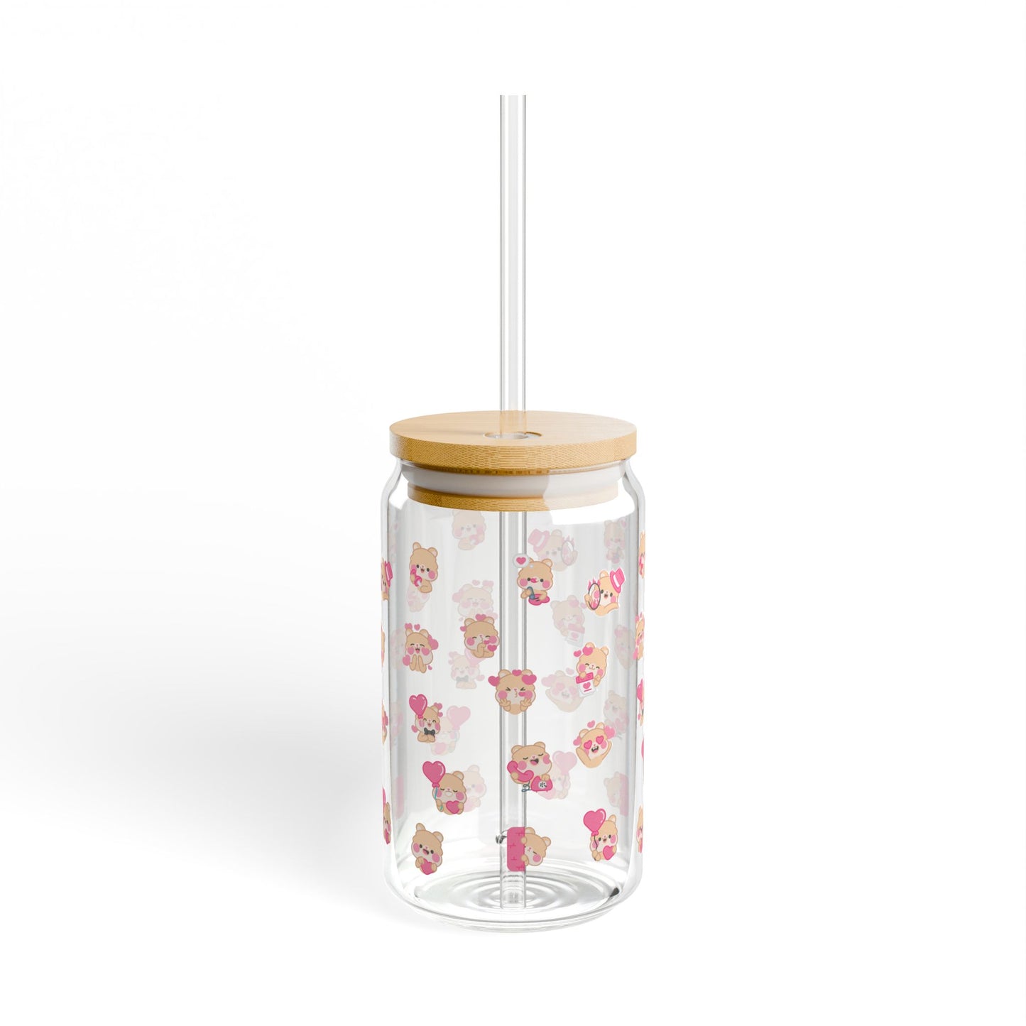 Glass Cup with Straw – 16oz Cute Reusable Sipper Tumbler with Bamboo Lid | Aesthetic Summer Drinkware for Kids & Adults