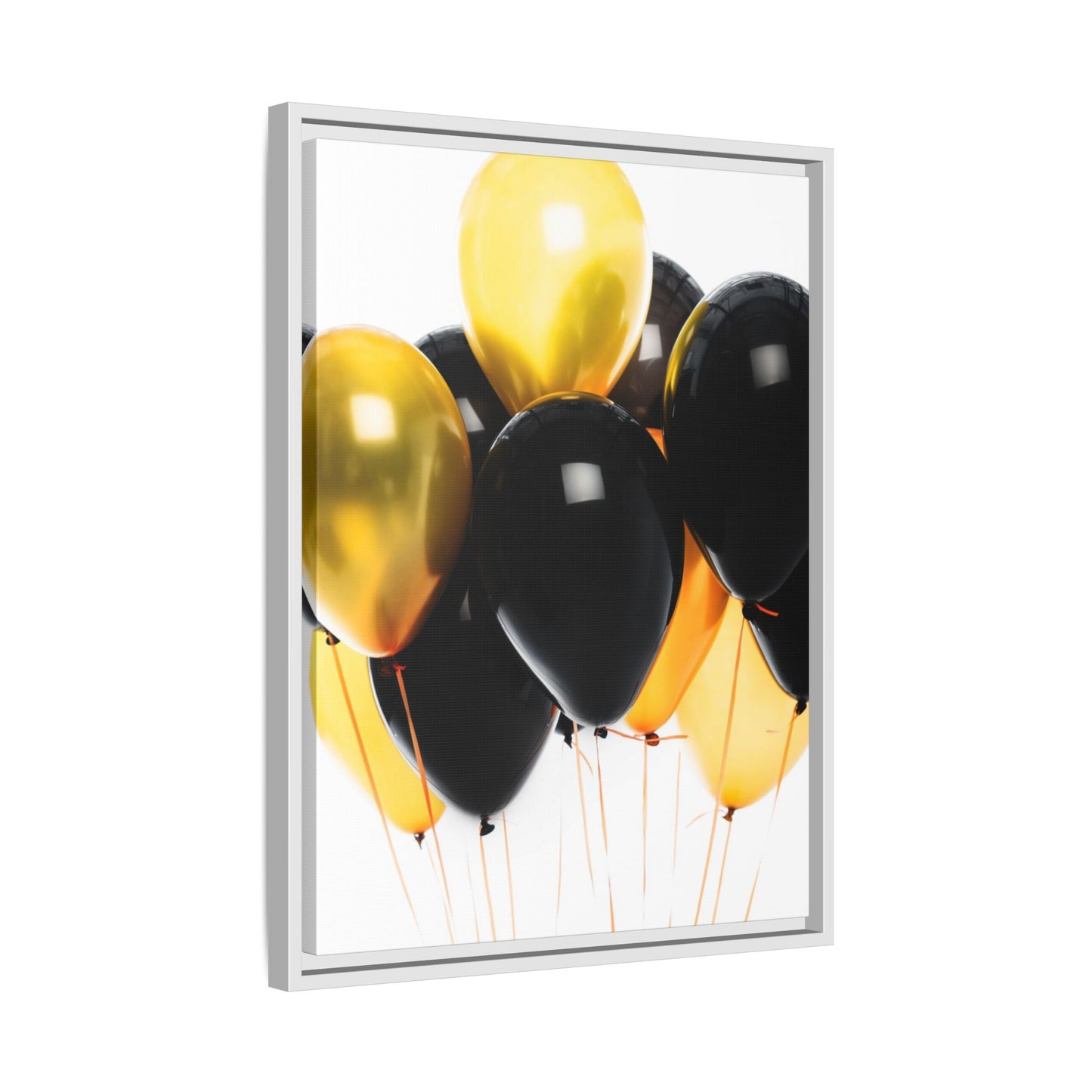 Black and Gold Balloon Framed Canvas Art Print, Stylish Home Decor, Birthday Party Wall Art, Modern Aesthetic, Celebration Gift