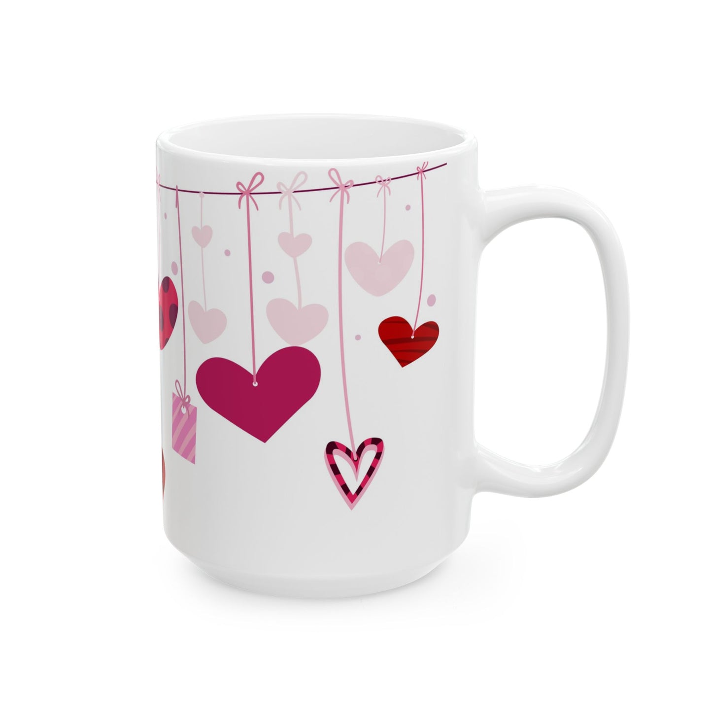Ceramic Mug – Romantic Heart- Cute Gift for Coffee & Tea Lovers girly aesthetic pink hearts