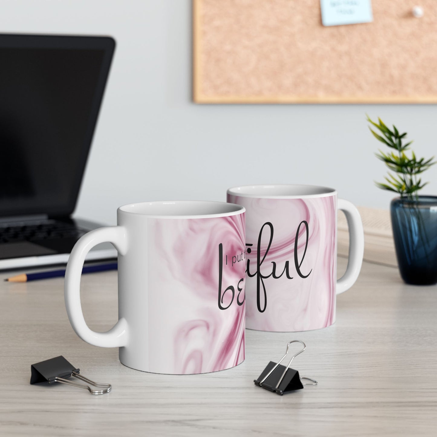 Pink Marble Ceramic Mug Modern Coffee Cup for Women Aesthetic Drinkware Gift for Her Inspirational Home Office Decor