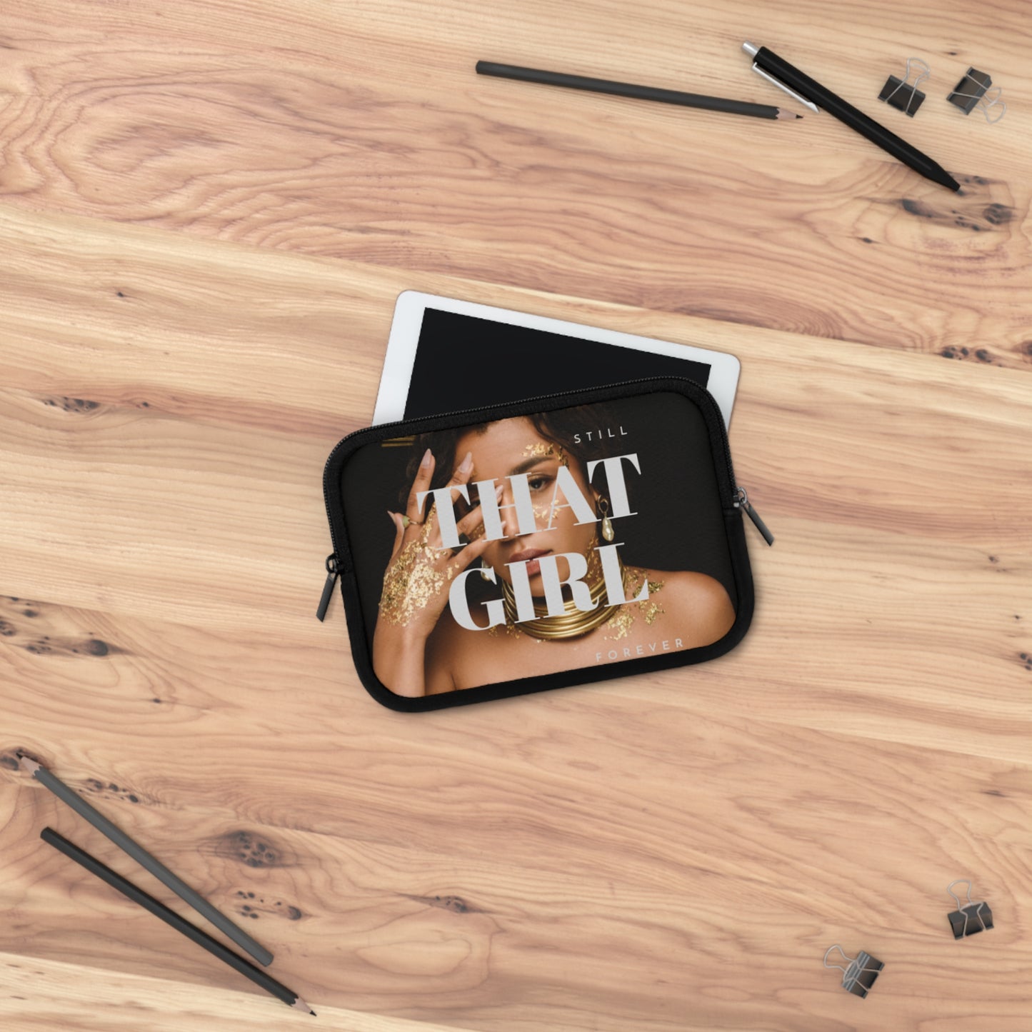 Empowerment Laptop Sleeve – “That Girl” Aesthetic Tech Case – Chic Neoprene Computer Bag for Students & Professionals – Stylish Gift for Her