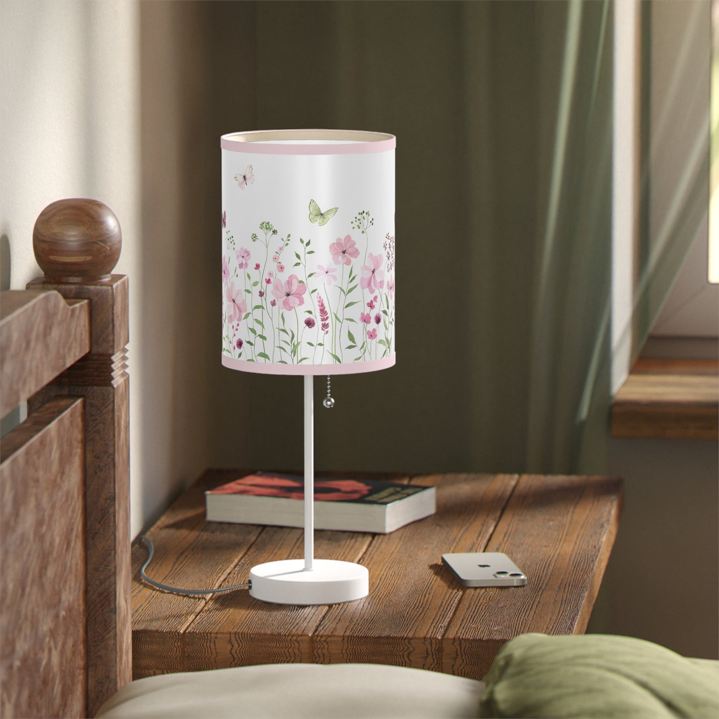Floral Table Lamp with Butterfly Design – Boho Home Decor Accent Light