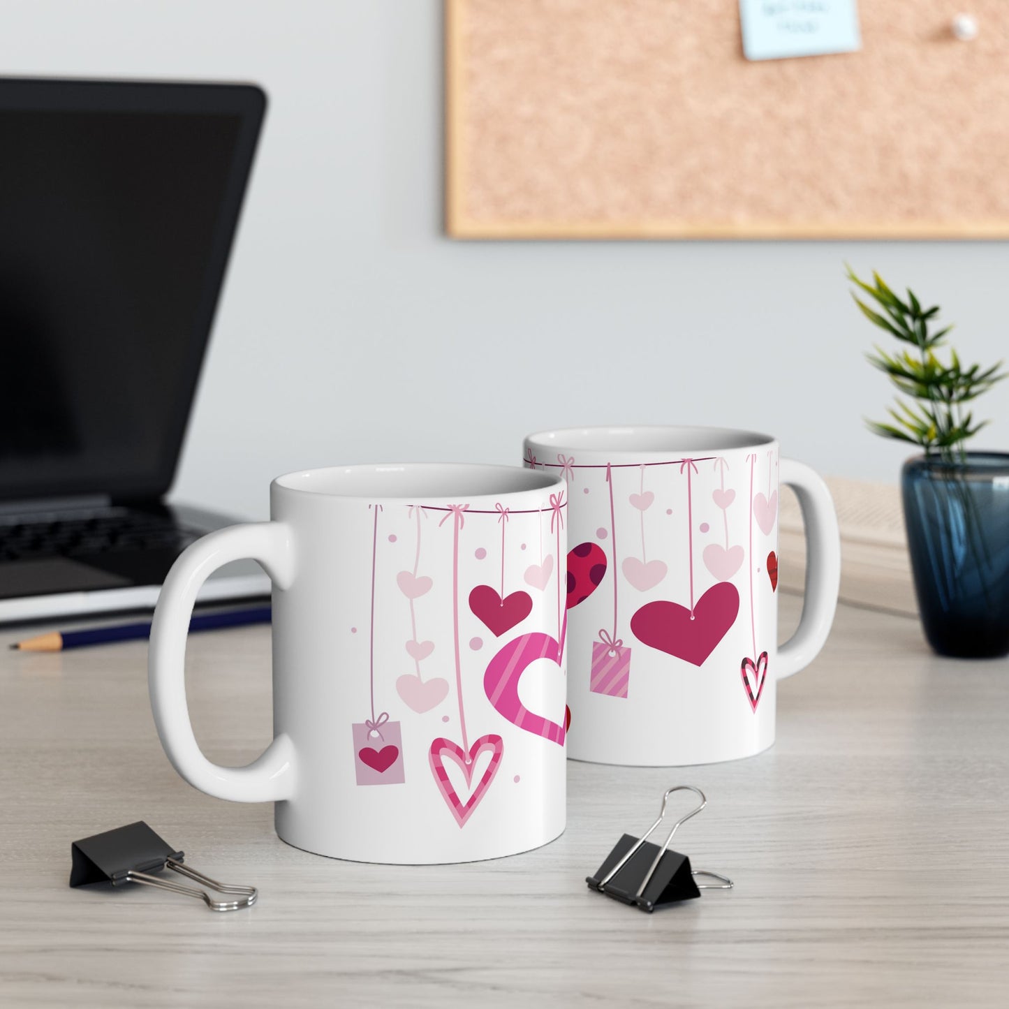 Ceramic Mug – Romantic Heart- Cute Gift for Coffee & Tea Lovers girly aesthetic pink hearts