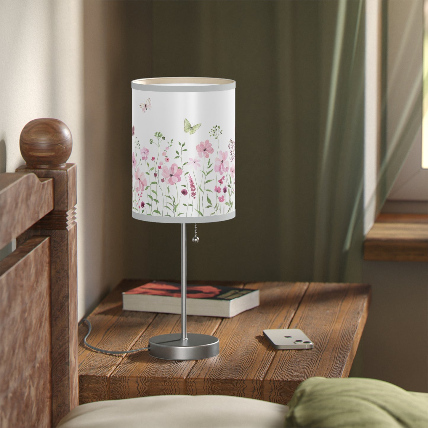 Floral Table Lamp with Butterfly Design – Boho Home Decor Accent Light
