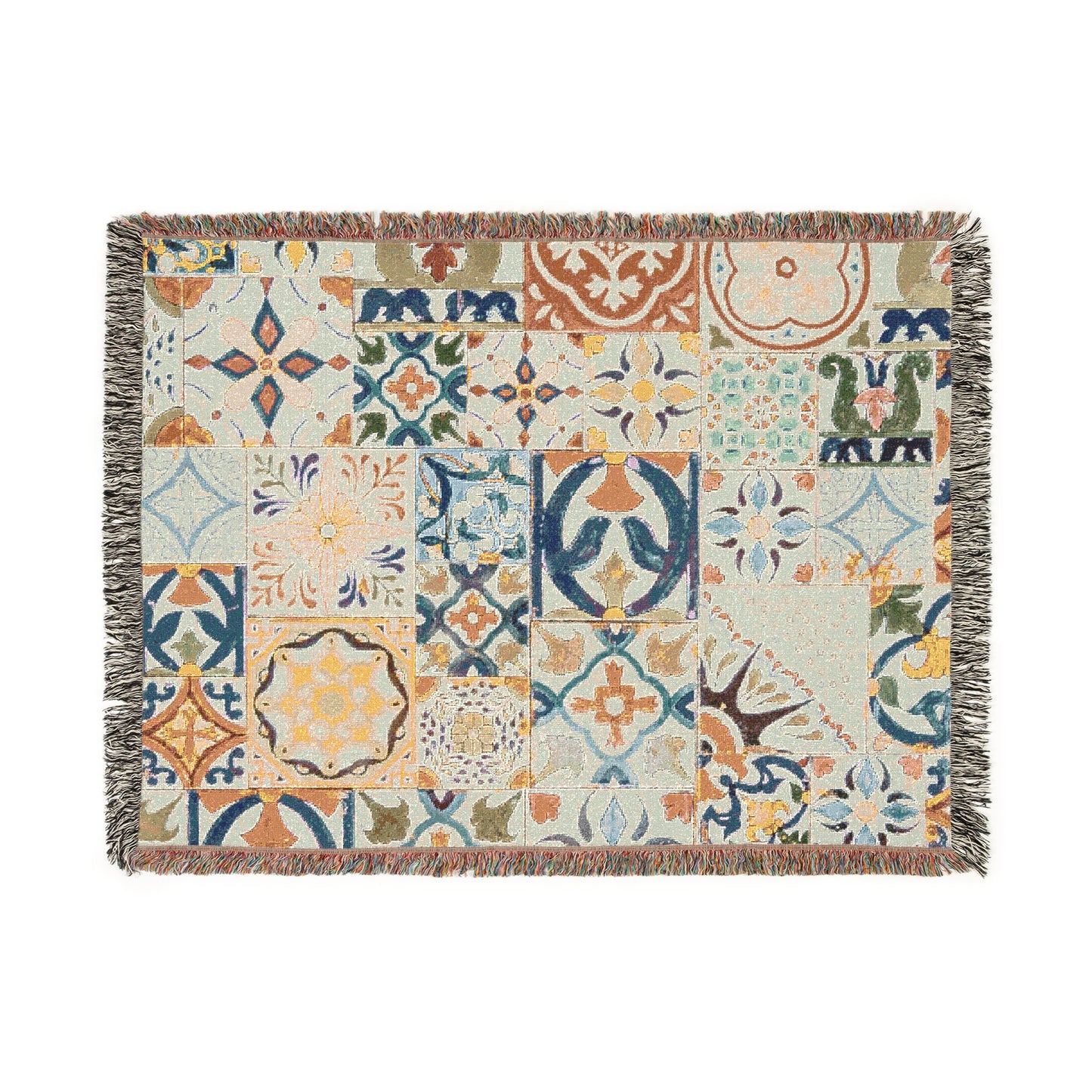 Moroccan Rug- Boho Decorative Woven Rug – Soft Cotton Floor Tapestry with Fringe | Vibrant Earthy Decor for Living Room, Entryway, or Picnic Vibes