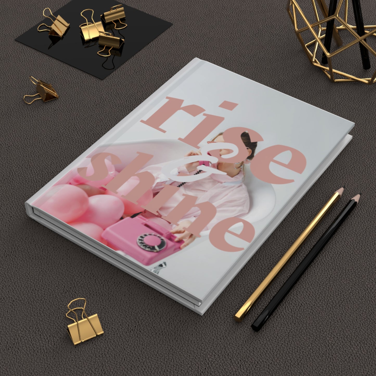 Rise & Shine Hardcover Journal, Inspirational Writing Book, Daily Planner, Gift for Students, Motivational Notebook