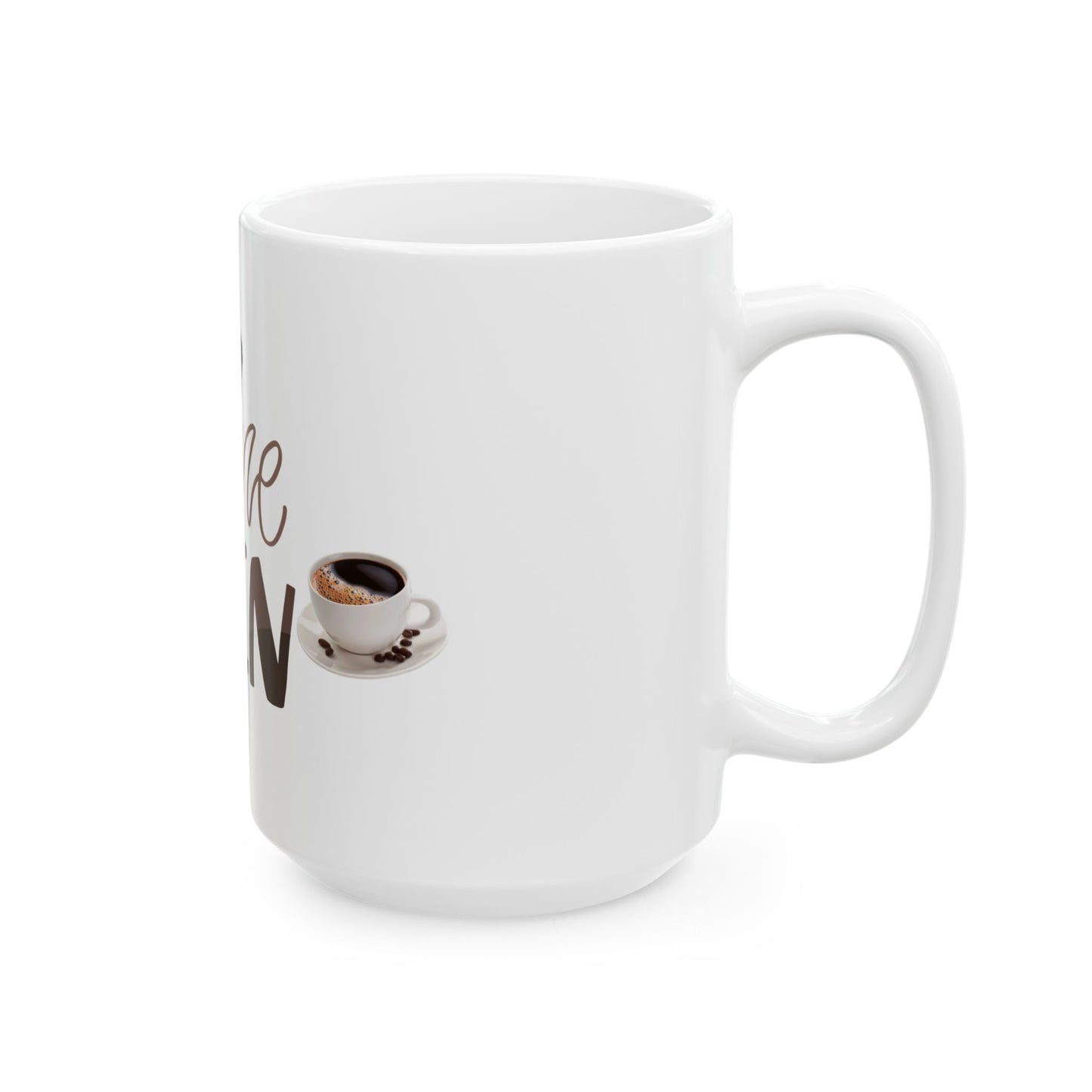 Caffeine Queen White Glossy Mug – Ceramic Coffee Cup, 11oz 15oz – Dishwasher & Microwave Safe Gift for Her