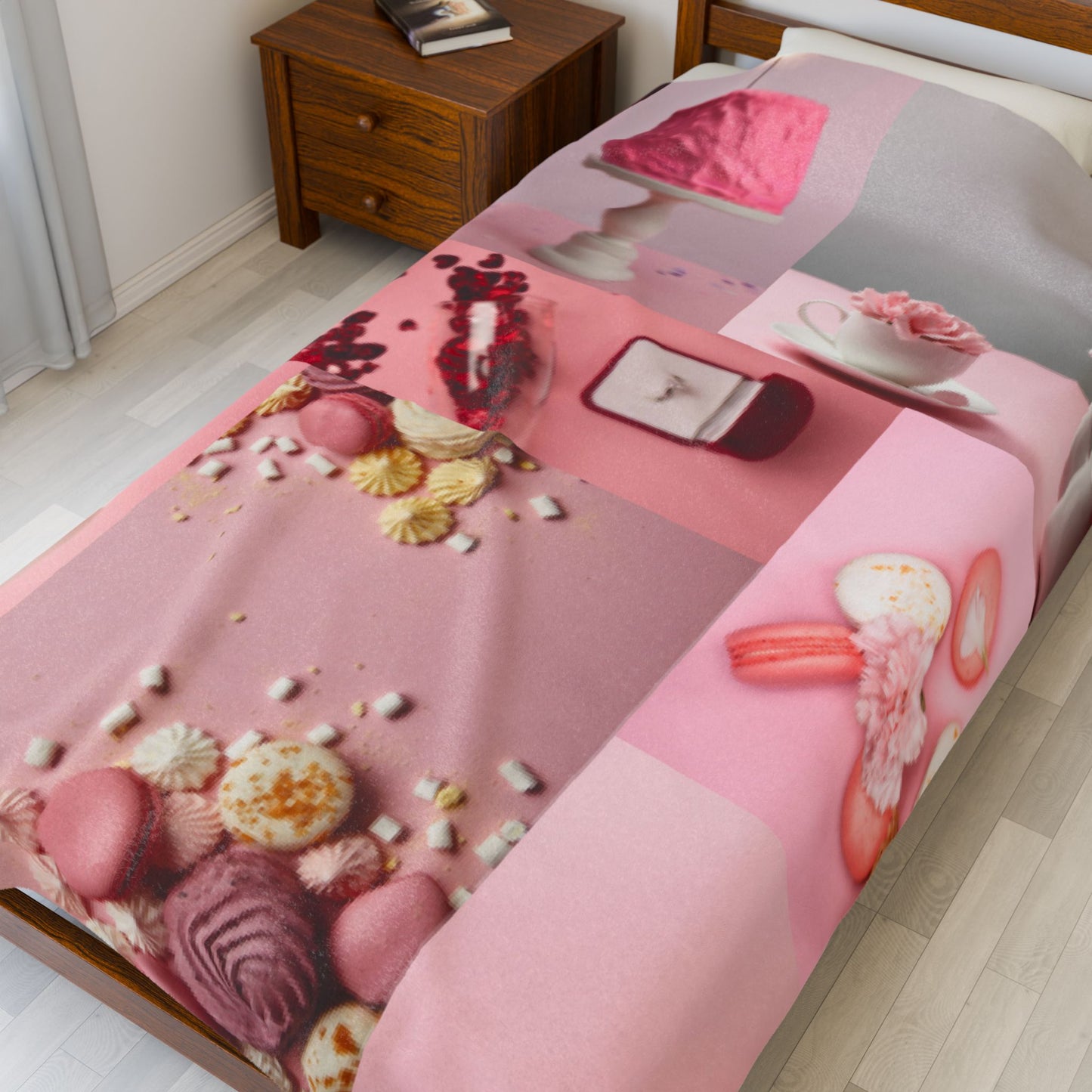 Sweet Treats Velveteen Plush Blanket – Soft Cozy Throw for Adults – Valentine’s Day, Birthday & Holiday Gift – Cute Dessert Print Blanket for Home Decor