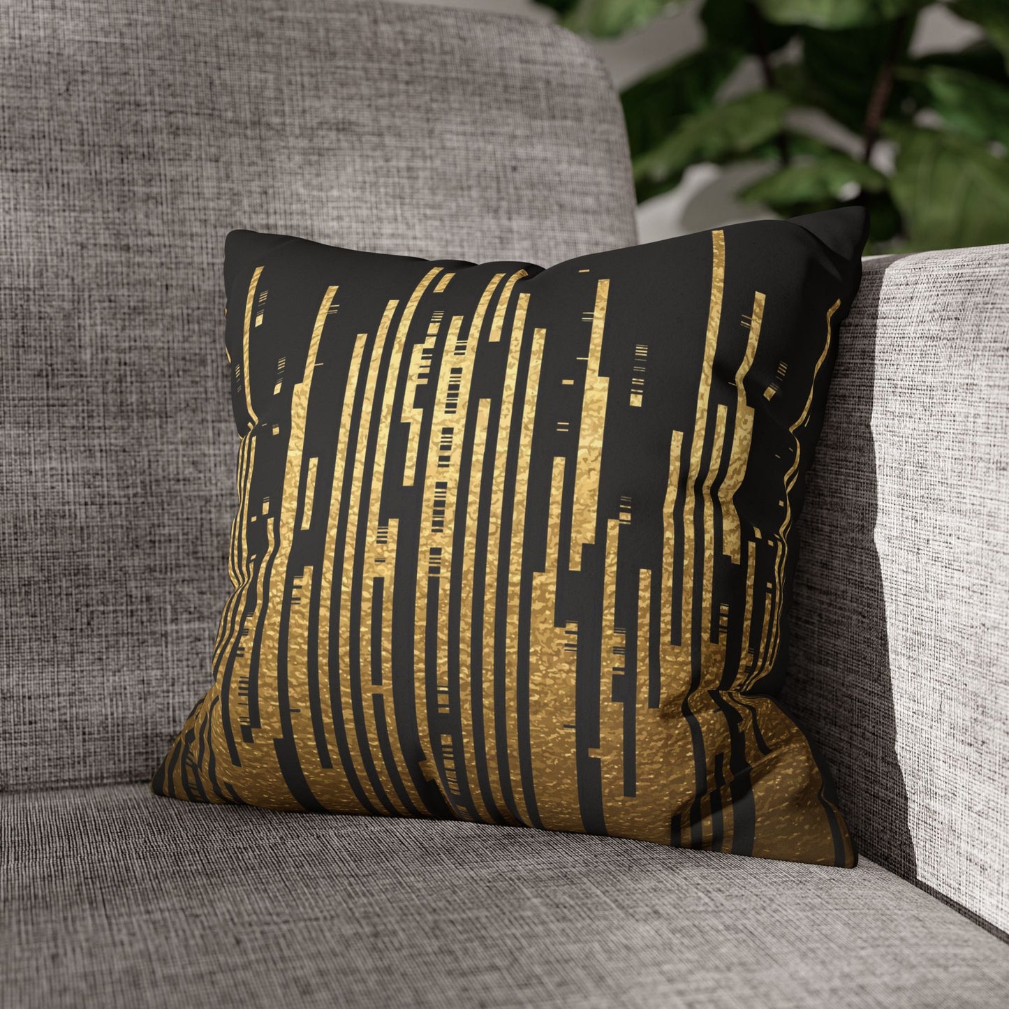 Black and Gold Faux Suede Pillow Cover – Chic Modern Home Decor Accent