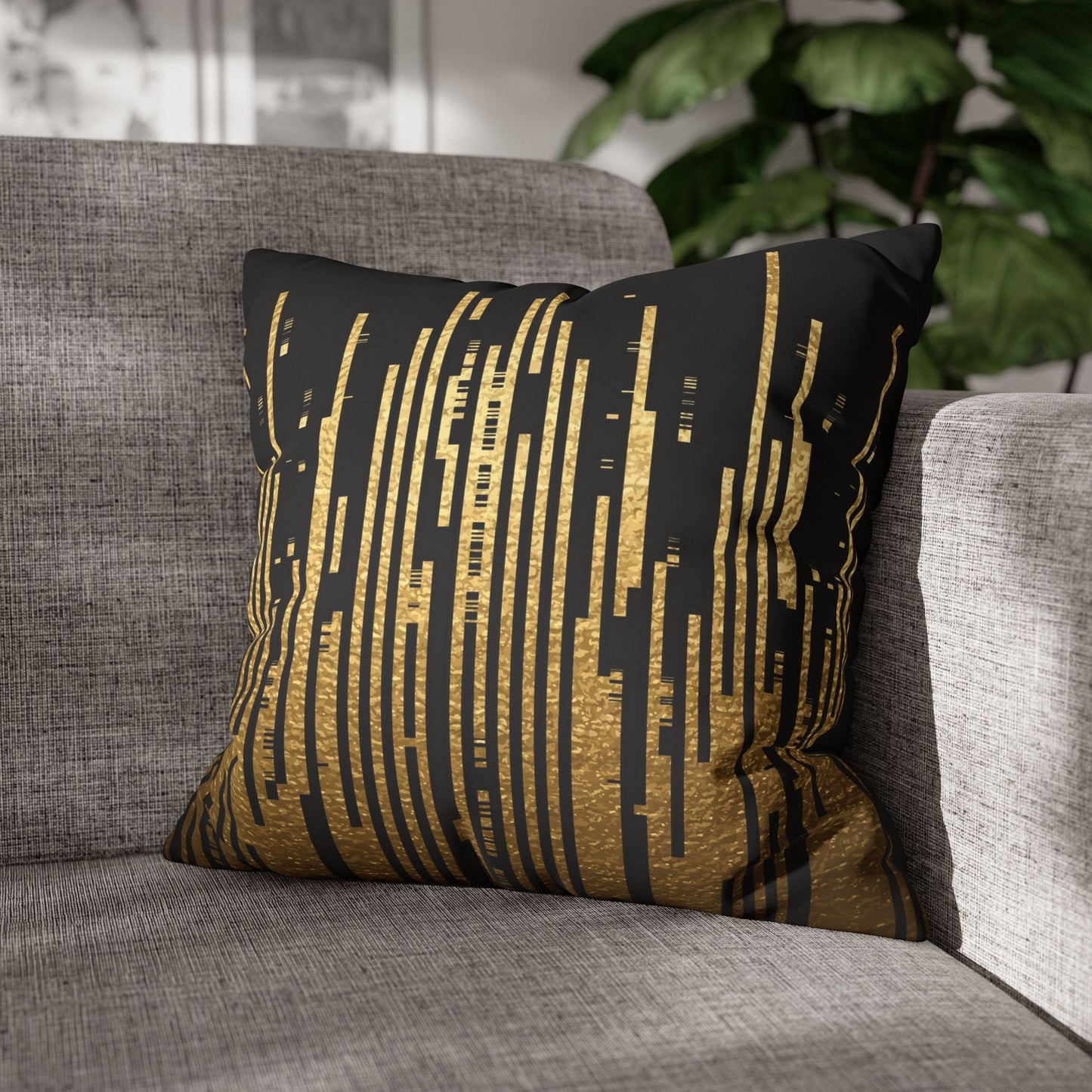 Black and Gold Faux Suede Pillow Cover – Chic Modern Home Decor Accent