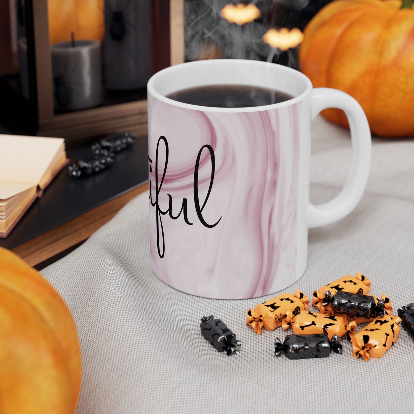 Pink Marble Ceramic Mug Modern Coffee Cup for Women Aesthetic Drinkware Gift for Her Inspirational Home Office Decor