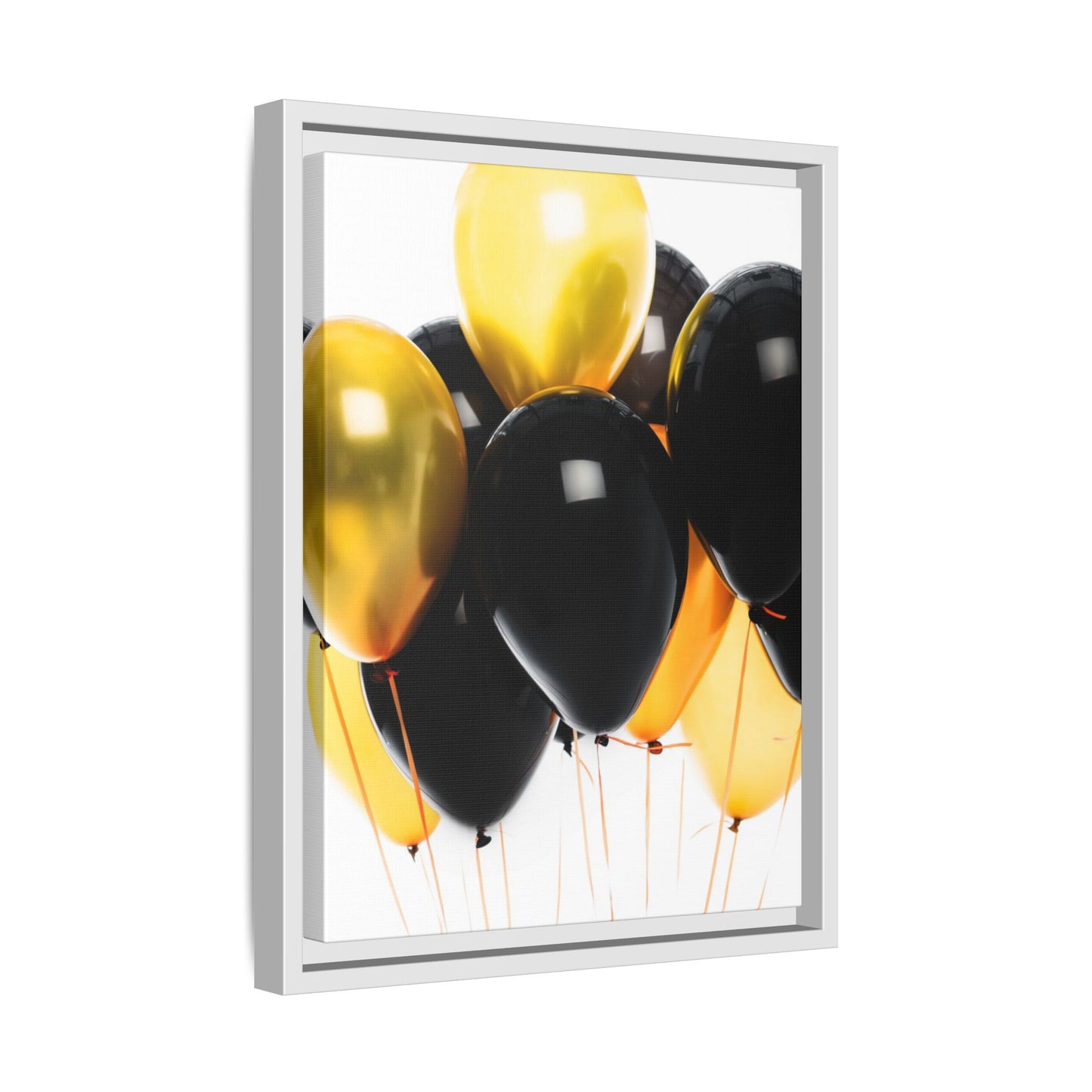 Black and Gold Balloon Framed Canvas Art Print, Stylish Home Decor, Birthday Party Wall Art, Modern Aesthetic, Celebration Gift