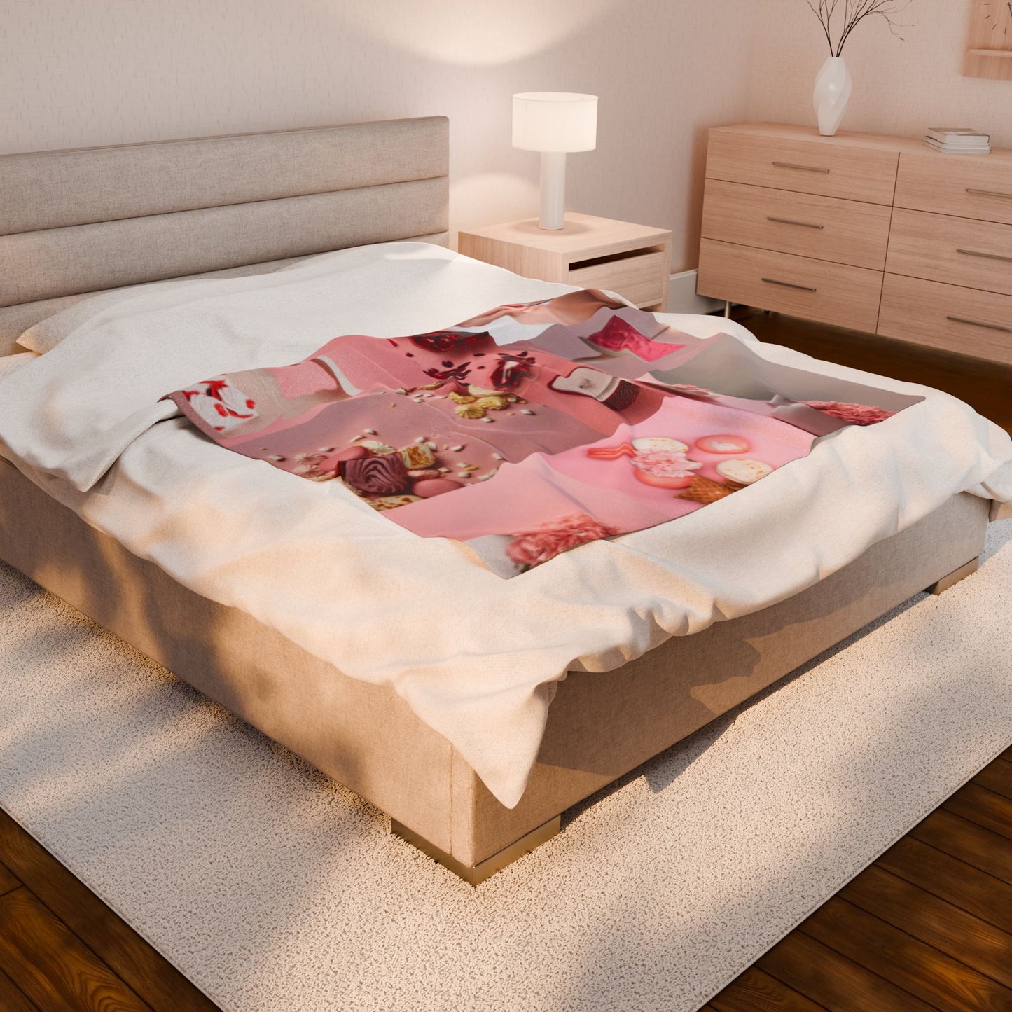 Sweet Treats Velveteen Plush Blanket – Soft Cozy Throw for Adults – Valentine’s Day, Birthday & Holiday Gift – Cute Dessert Print Blanket for Home Decor