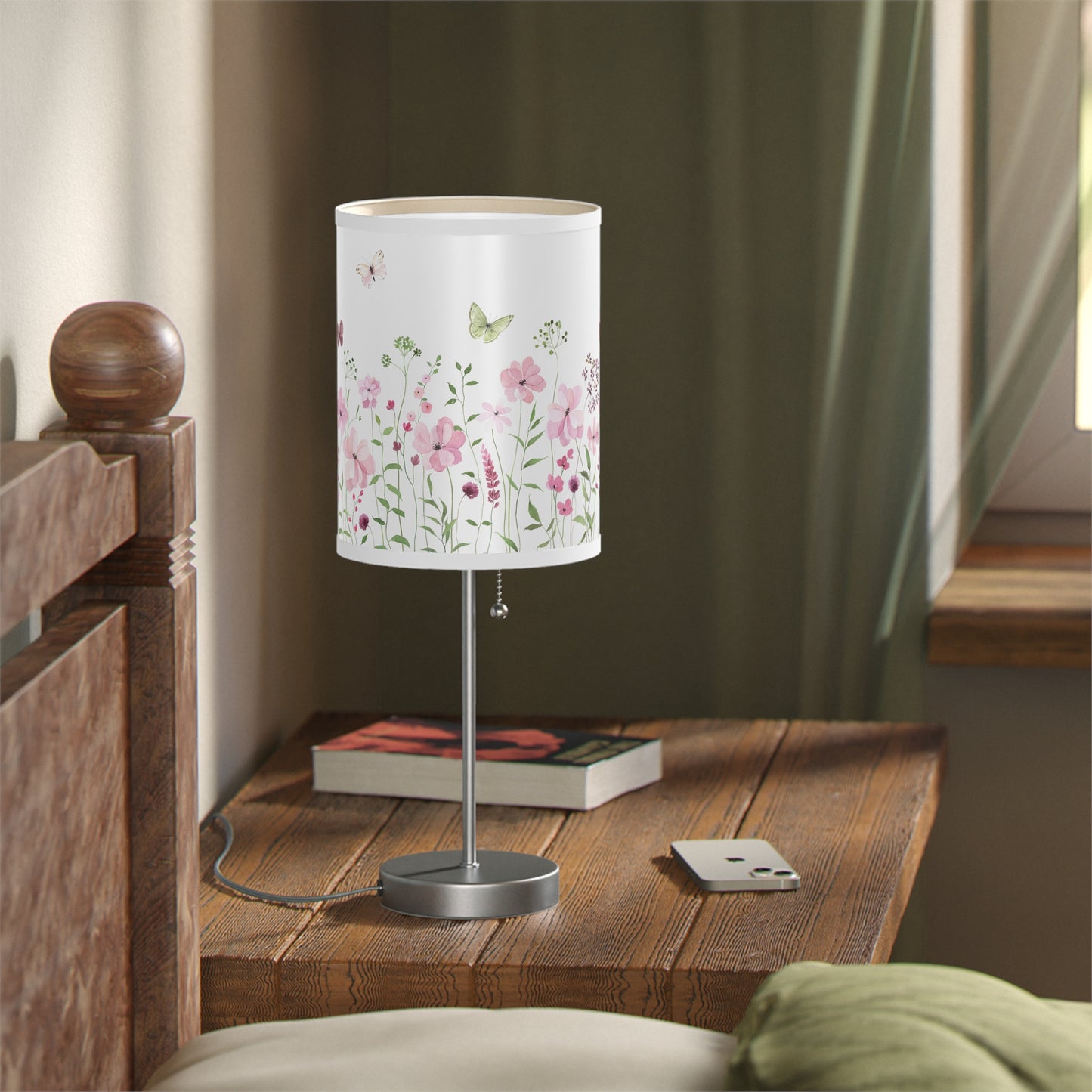 Floral Table Lamp with Butterfly Design – Boho Home Decor Accent Light