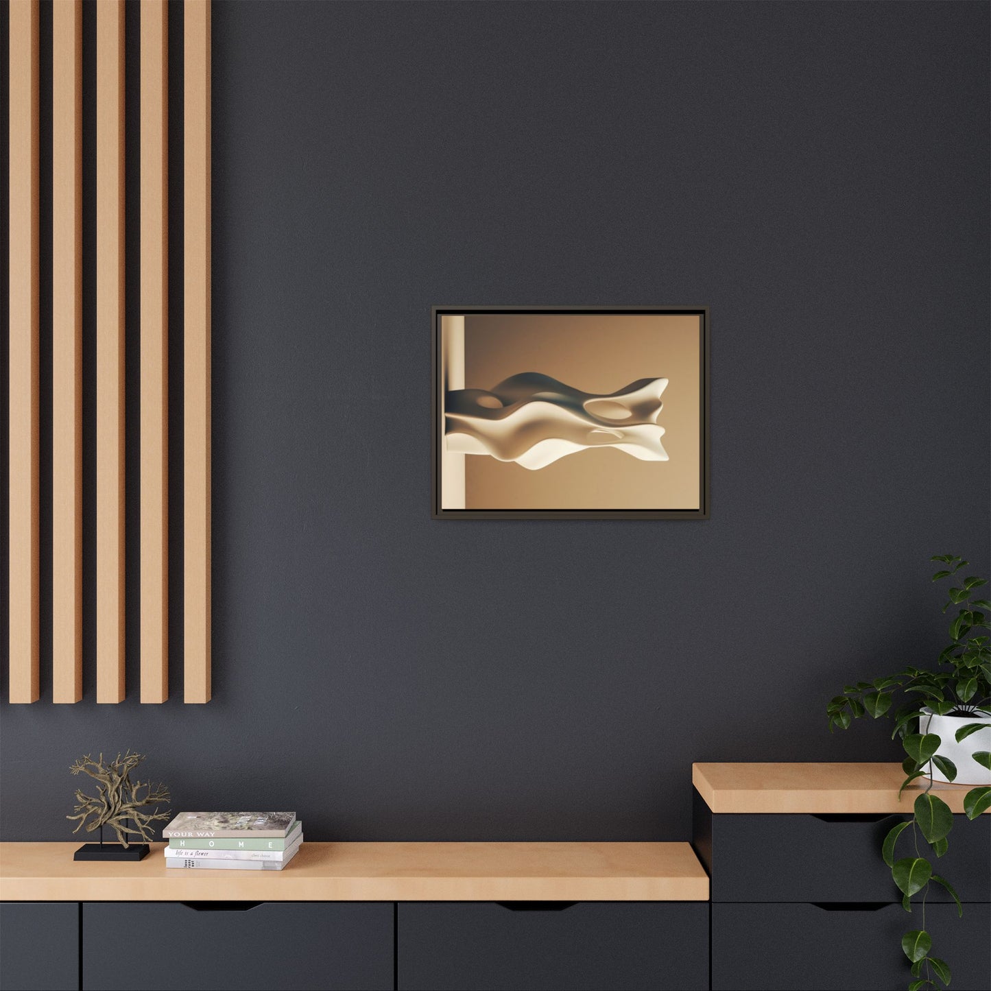Wabi Sabi Wall Art – Brown Minimalist Framed Canvas for Modern Neutral Decor | Earth Tone Abstract Print for Living Room or Bedroom