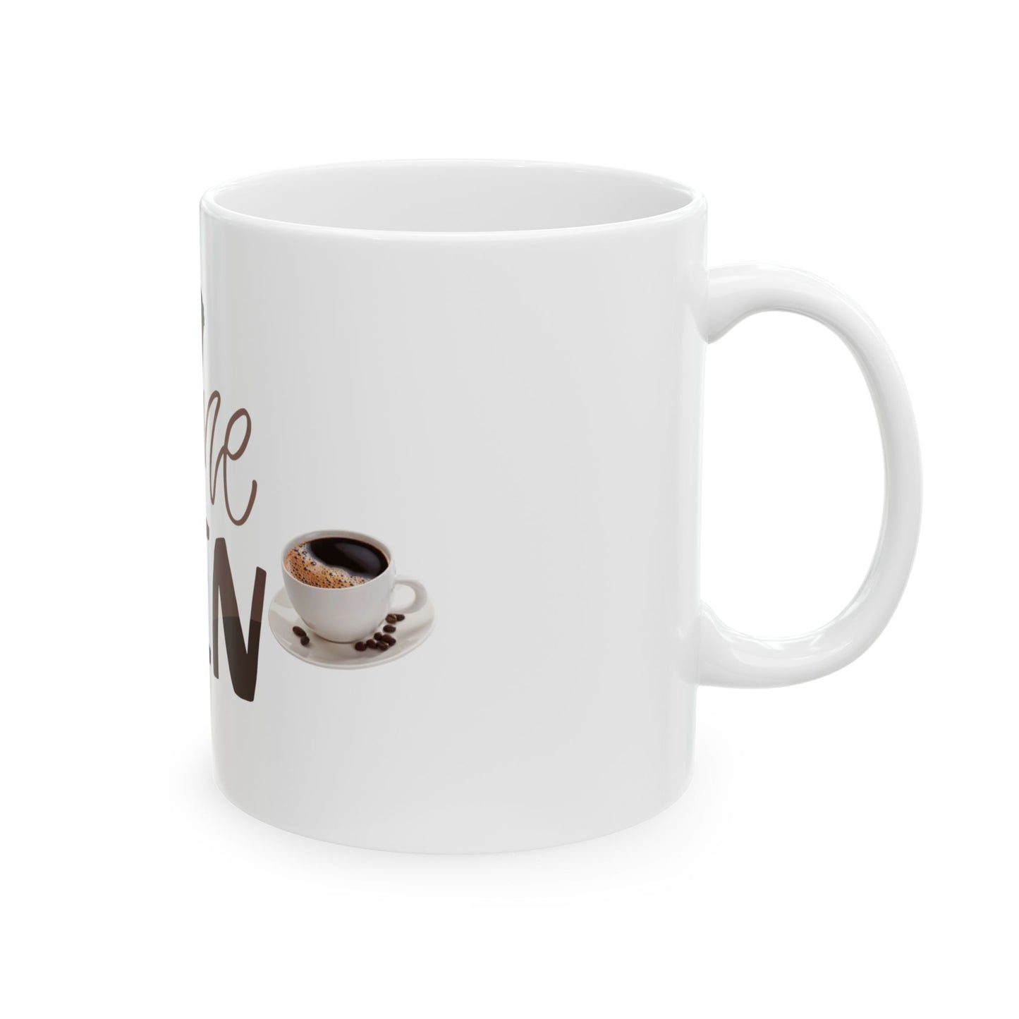 Caffeine Queen White Glossy Mug – Ceramic Coffee Cup, 11oz 15oz – Dishwasher & Microwave Safe Gift for Her