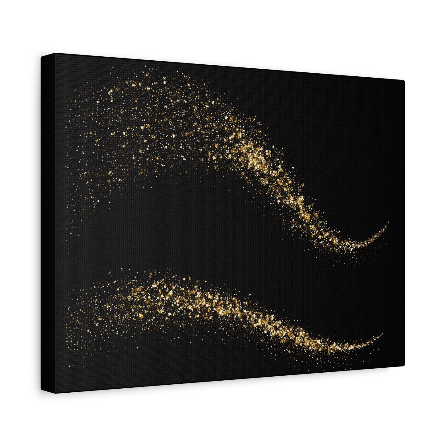 Black and Gold Canvas Wall Art – Luxury Glitter Wave Print for Modern Home Decor | Elegant Minimalist Framed Artwork, Gift for Her