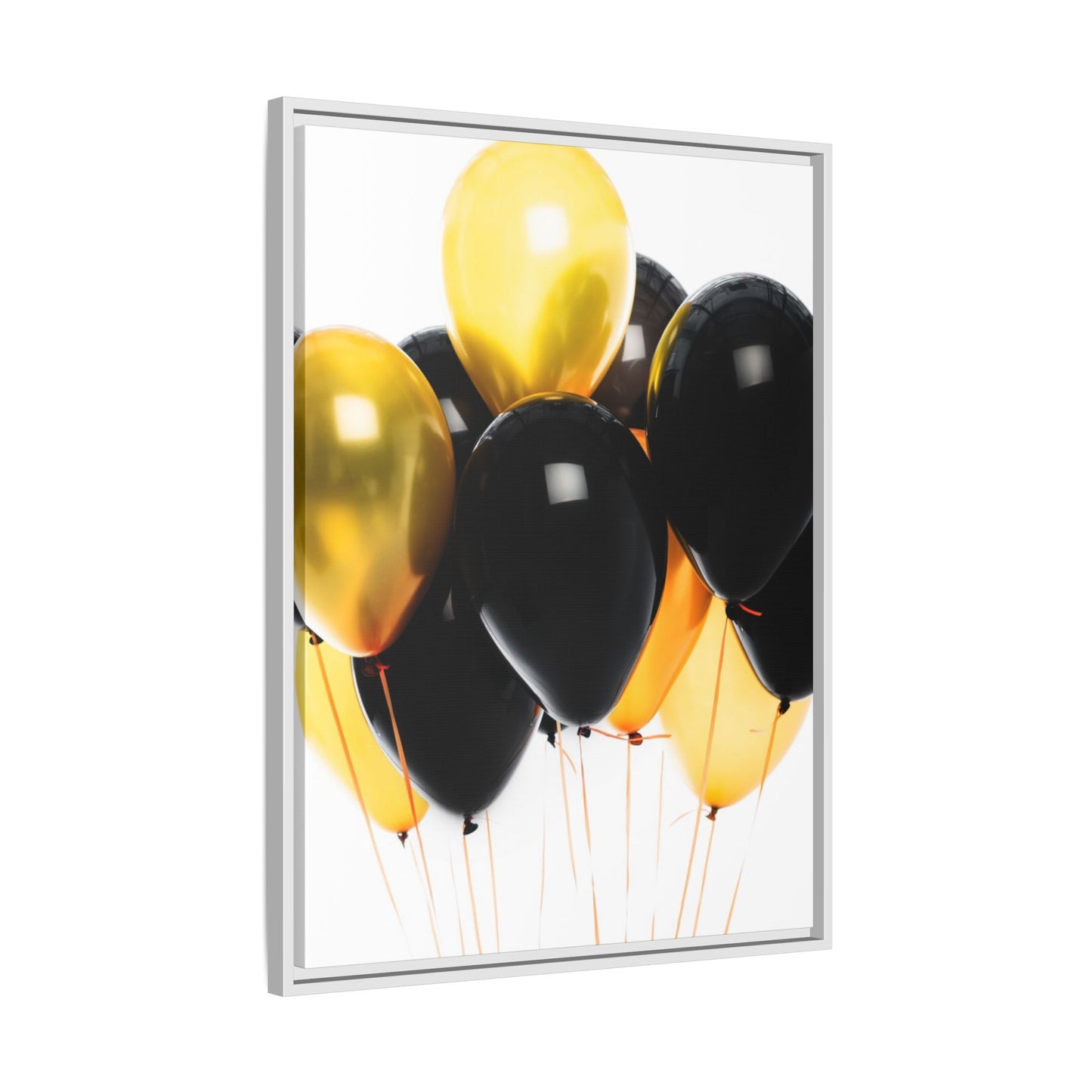 Black and Gold Balloon Framed Canvas Art Print, Stylish Home Decor, Birthday Party Wall Art, Modern Aesthetic, Celebration Gift
