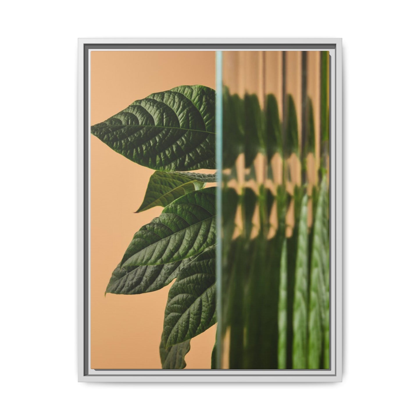 Framed Botanical Canvas Wall Art – Nature-Inspired Matte Print, Greenery Home Decor, Modern Aesthetic Art, Gift for Plant Lovers, Tranquil Wall Accent