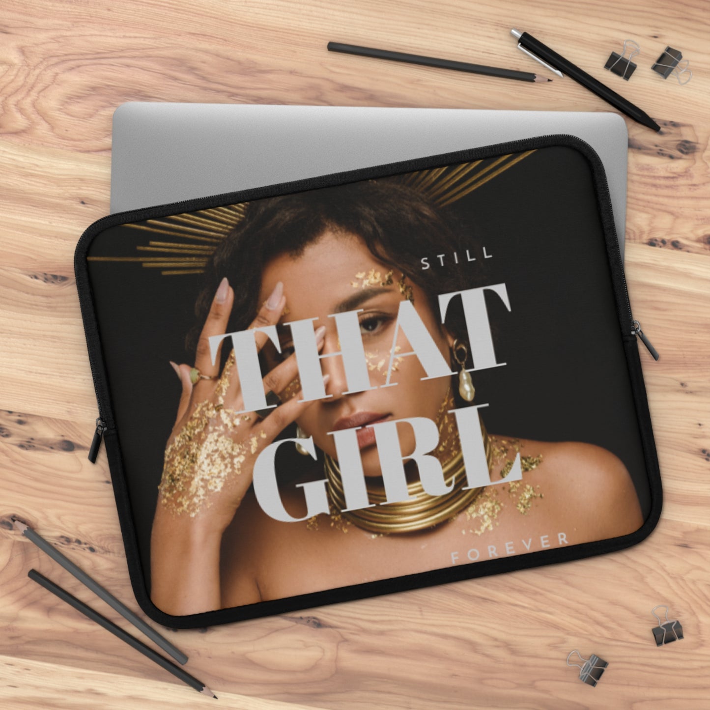 Empowerment Laptop Sleeve – “That Girl” Aesthetic Tech Case – Chic Neoprene Computer Bag for Students & Professionals – Stylish Gift for Her