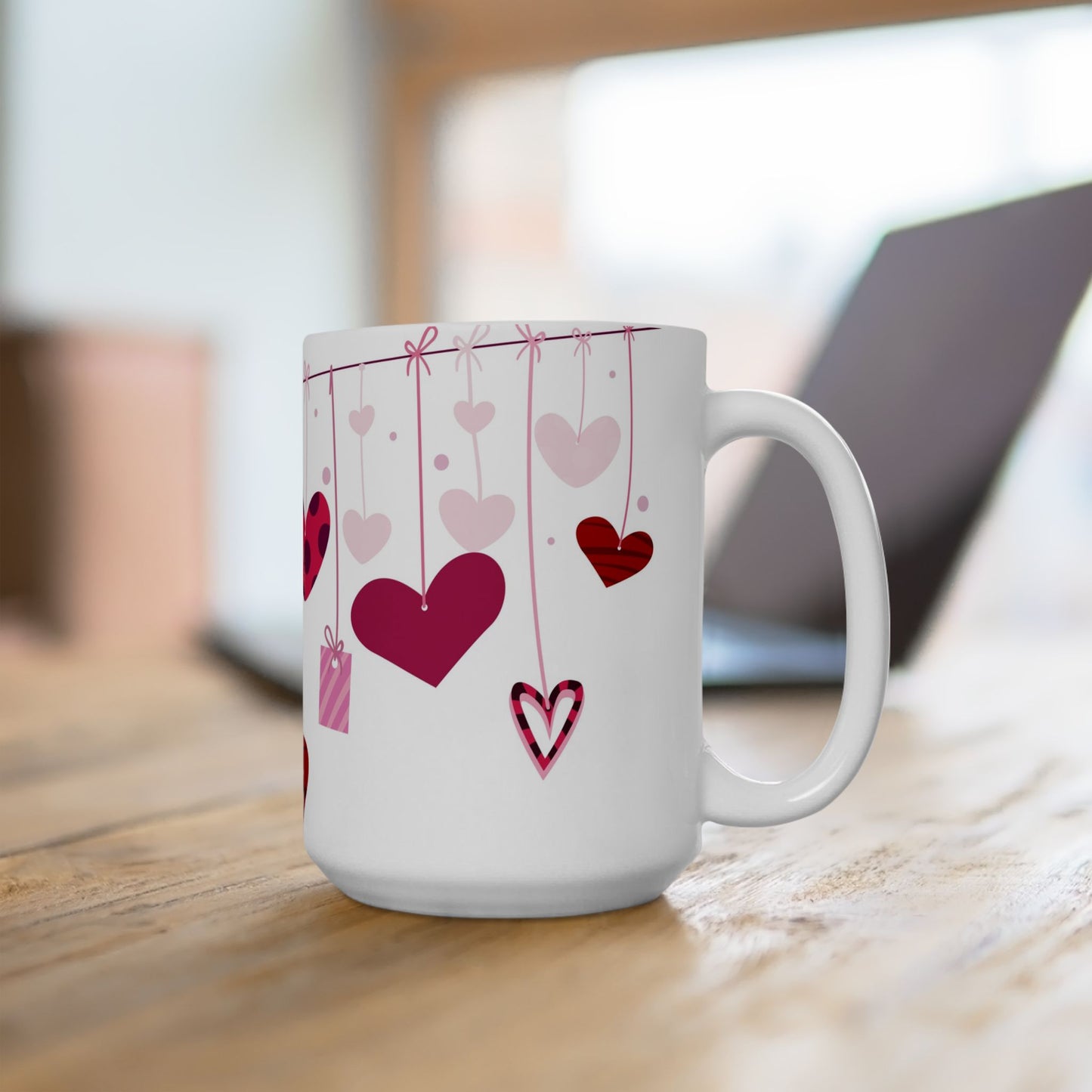 Ceramic Mug – Romantic Heart- Cute Gift for Coffee & Tea Lovers girly aesthetic pink hearts
