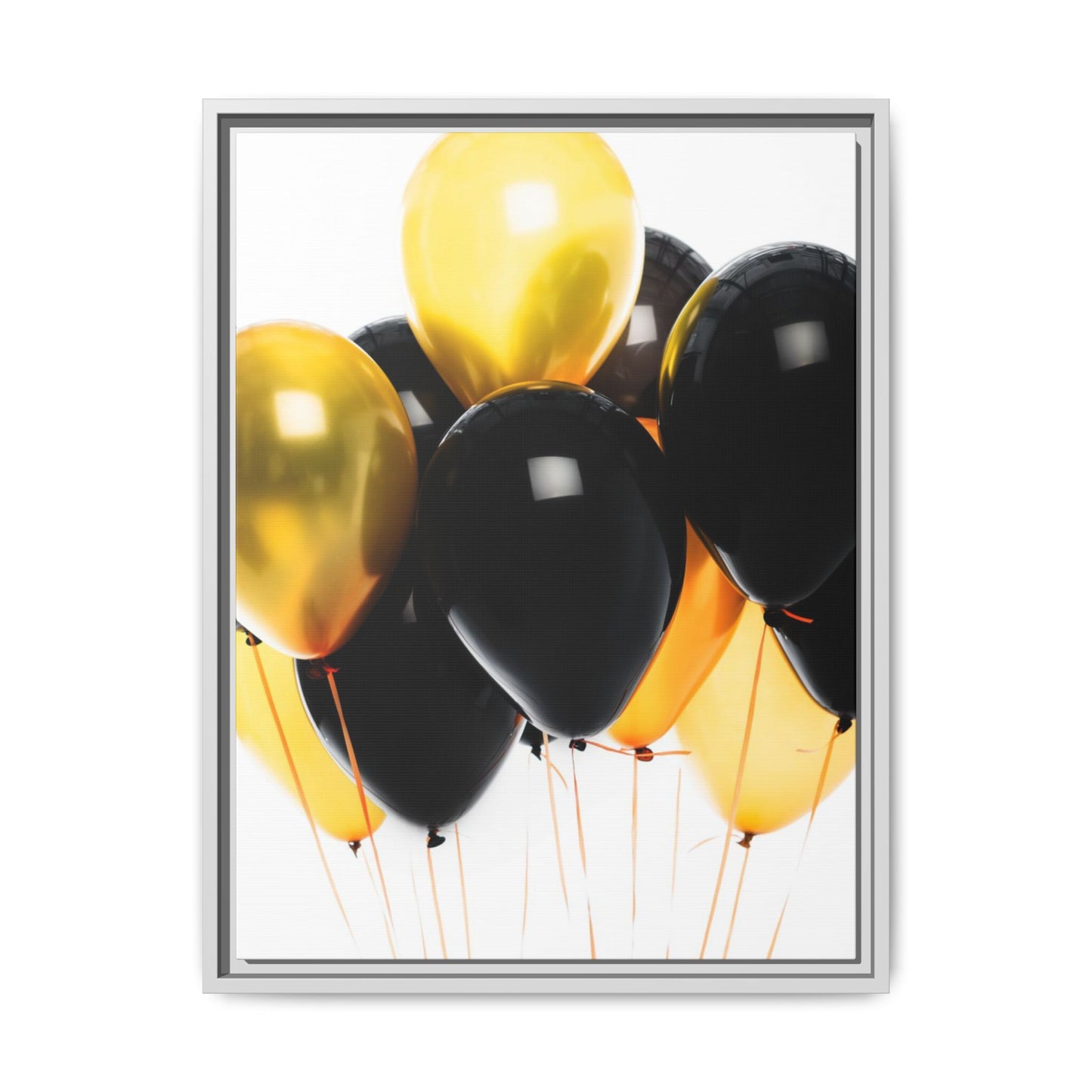 Black and Gold Balloon Framed Canvas Art Print, Stylish Home Decor, Birthday Party Wall Art, Modern Aesthetic, Celebration Gift
