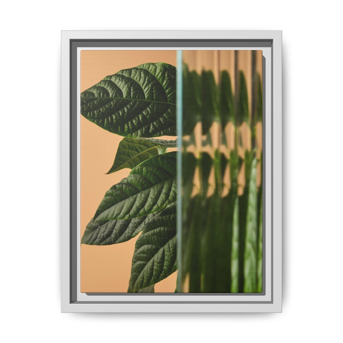Framed Botanical Canvas Wall Art – Nature-Inspired Matte Print, Greenery Home Decor, Modern Aesthetic Art, Gift for Plant Lovers, Tranquil Wall Accent