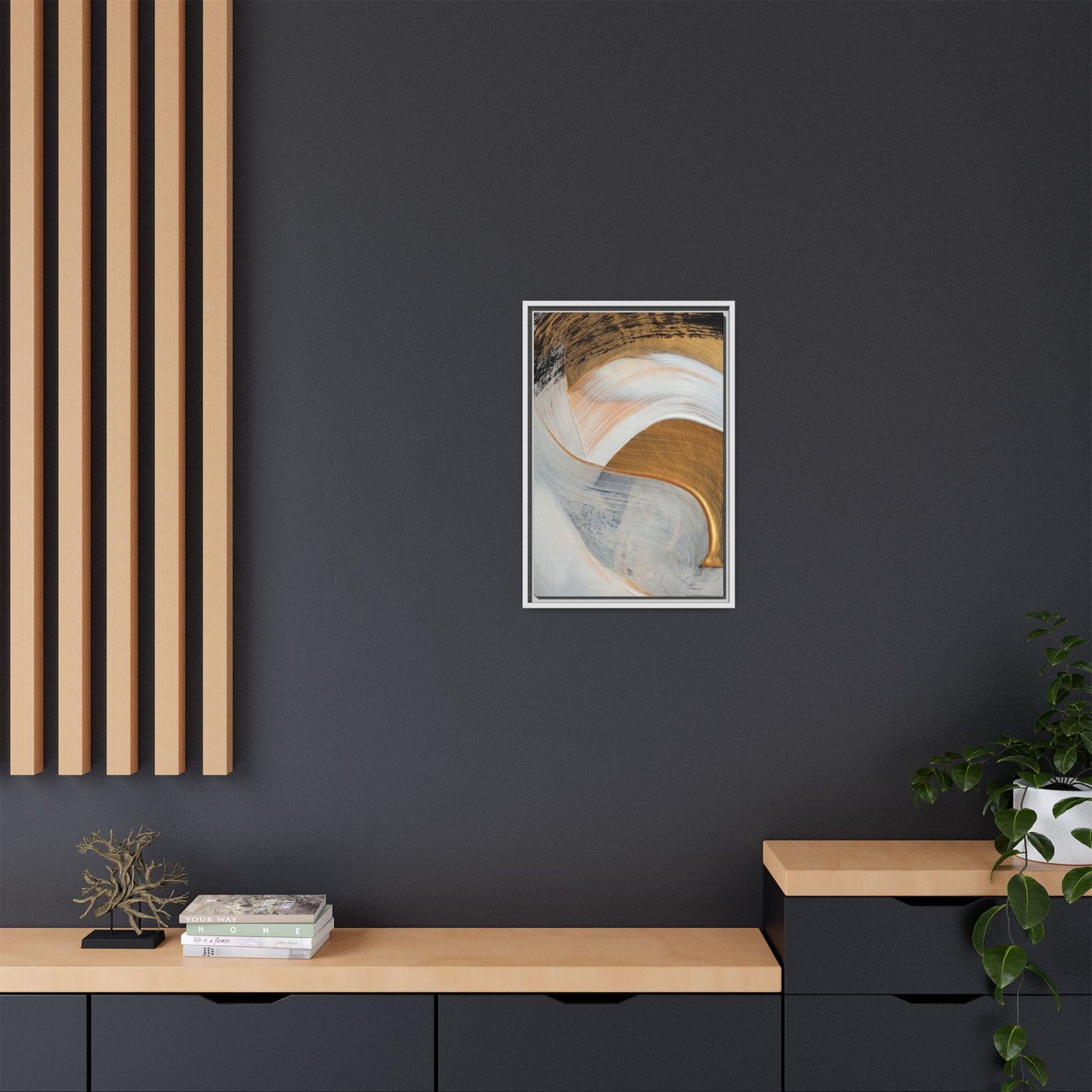 Neutral Abstract Framed Wall Art – Modern Boho Canvas Print for Home or Office | Minimalist Earth Tone Decor, Gift for Art Lovers