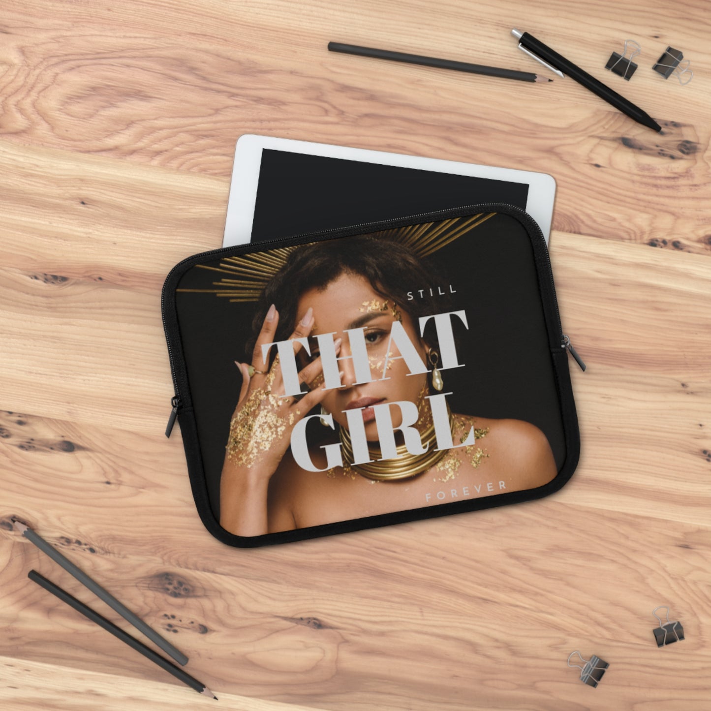 Empowerment Laptop Sleeve – “That Girl” Aesthetic Tech Case – Chic Neoprene Computer Bag for Students & Professionals – Stylish Gift for Her
