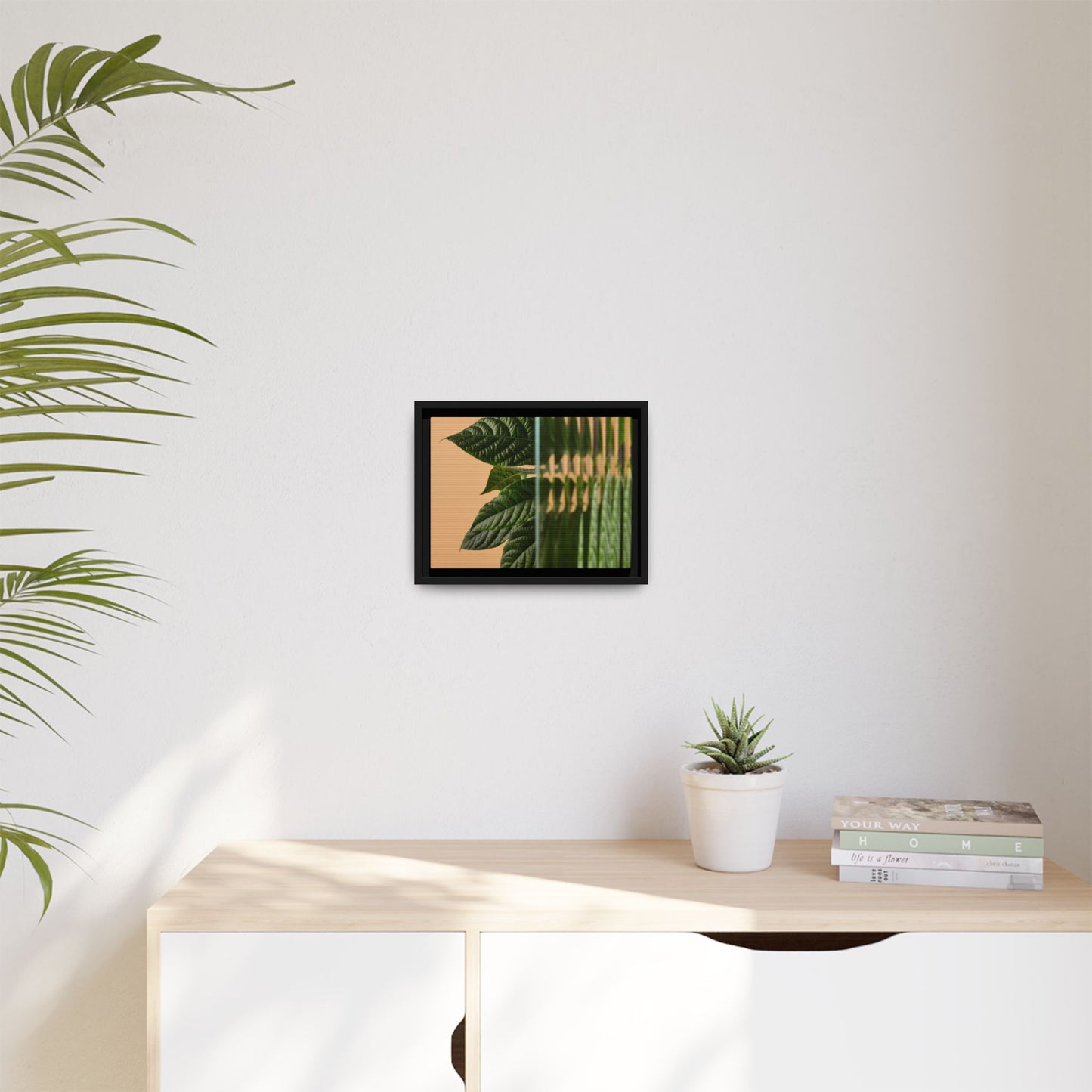 Framed Botanical Canvas Wall Art – Nature-Inspired Matte Print, Greenery Home Decor, Modern Aesthetic Art, Gift for Plant Lovers, Tranquil Wall Accent