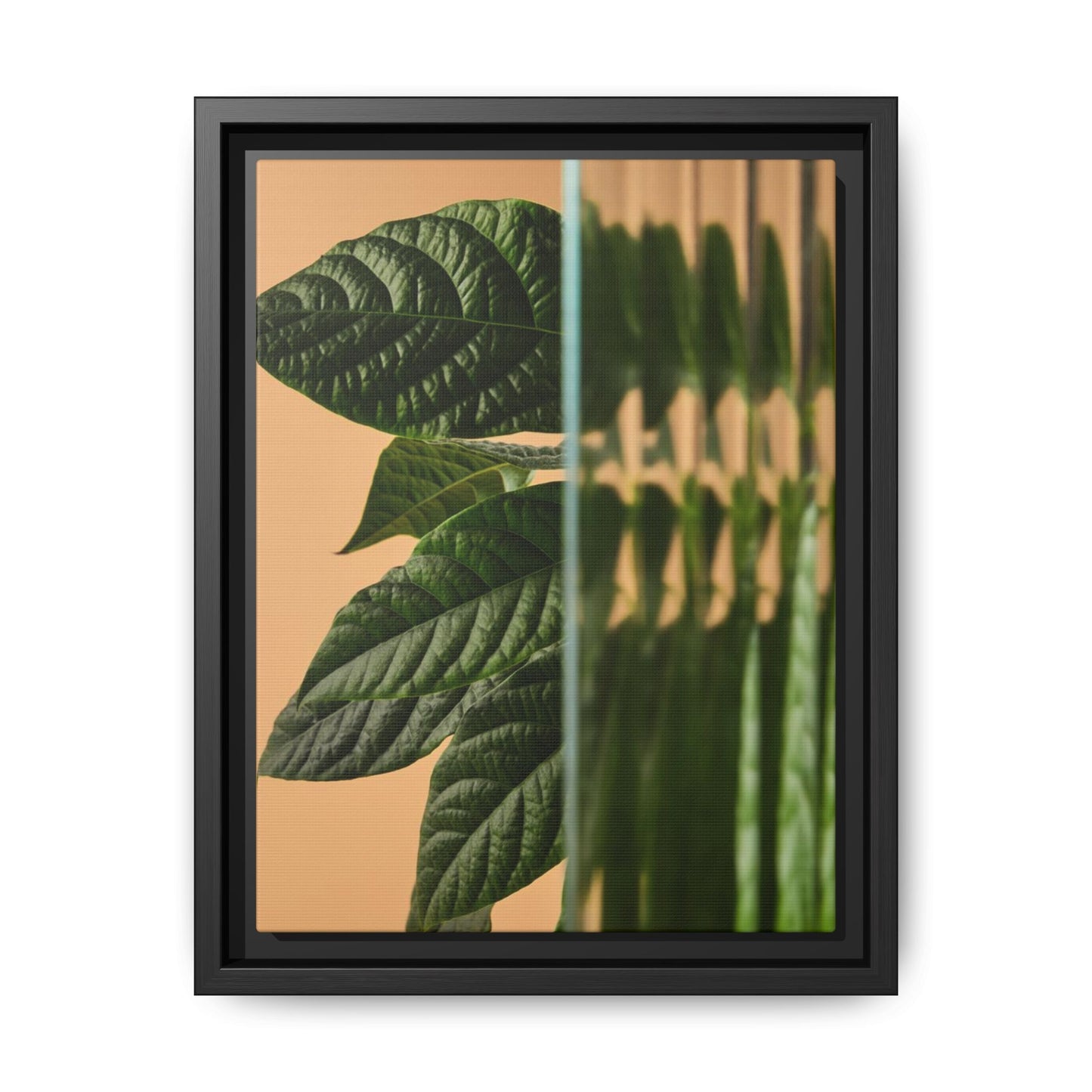 Framed Botanical Canvas Wall Art – Nature-Inspired Matte Print, Greenery Home Decor, Modern Aesthetic Art, Gift for Plant Lovers, Tranquil Wall Accent