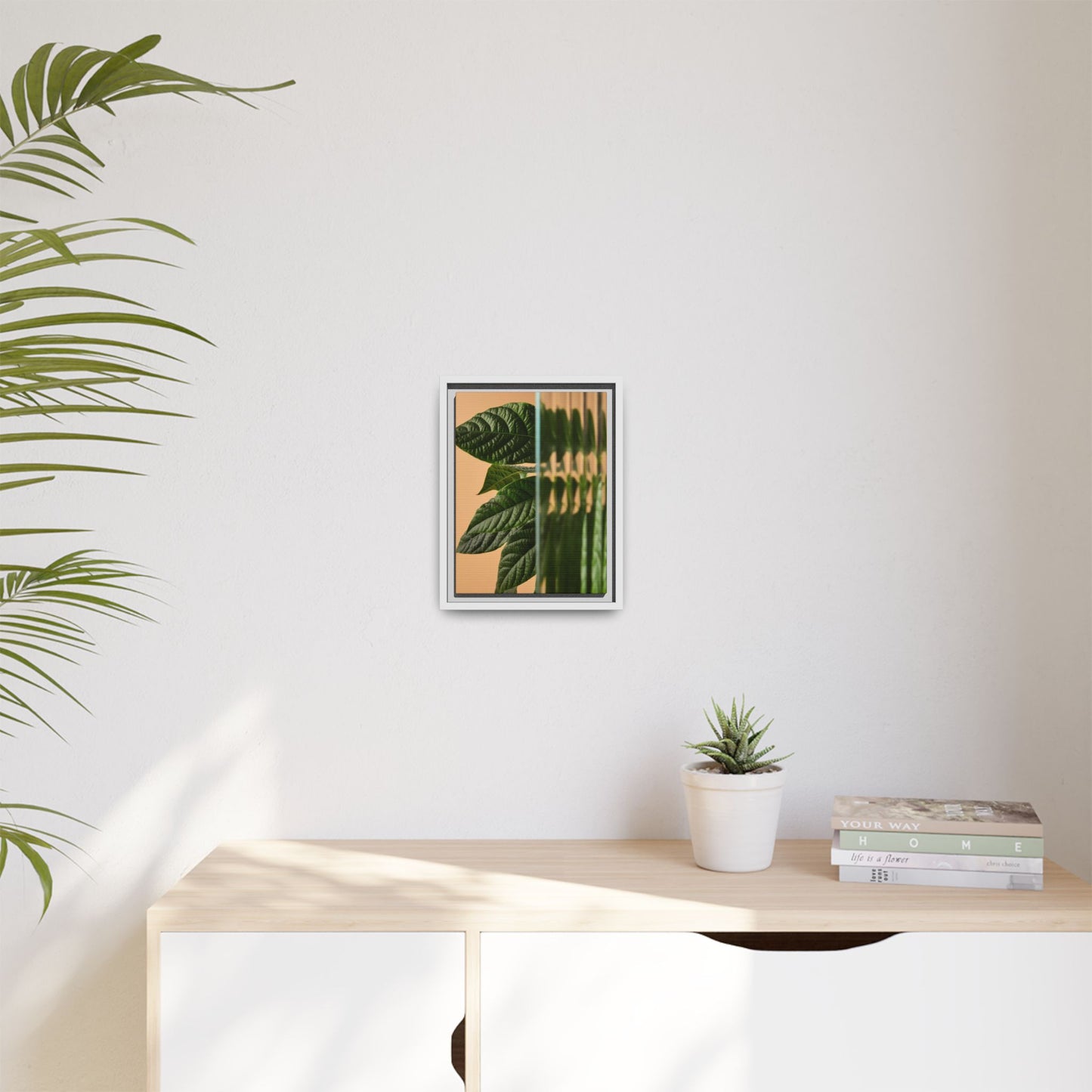 Framed Botanical Canvas Wall Art – Nature-Inspired Matte Print, Greenery Home Decor, Modern Aesthetic Art, Gift for Plant Lovers, Tranquil Wall Accent