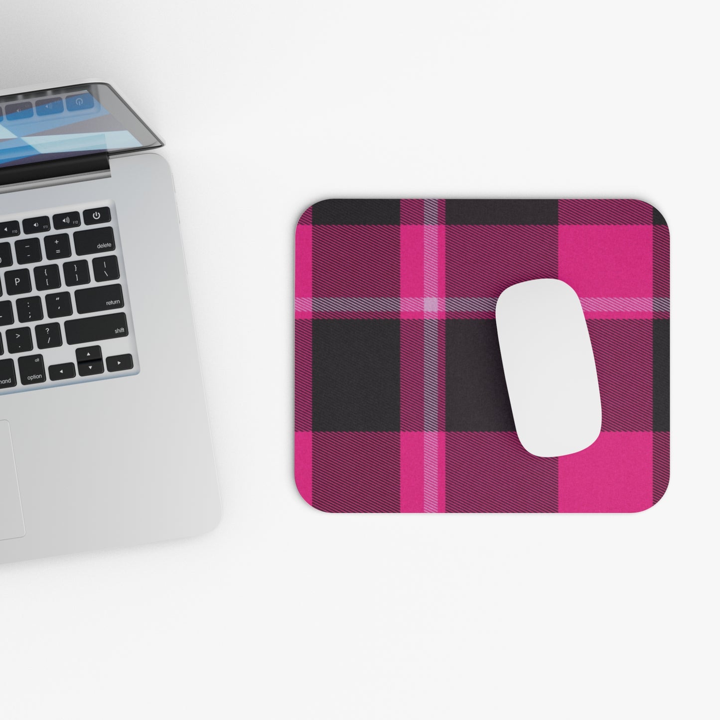Mouse Pad Pink Plaid – Cute Desk Mat for Office, Students, Gamers, Stylish Computer Accessory