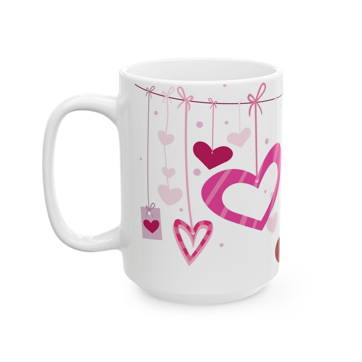 Ceramic Mug – Romantic Heart- Cute Gift for Coffee & Tea Lovers girly aesthetic pink hearts