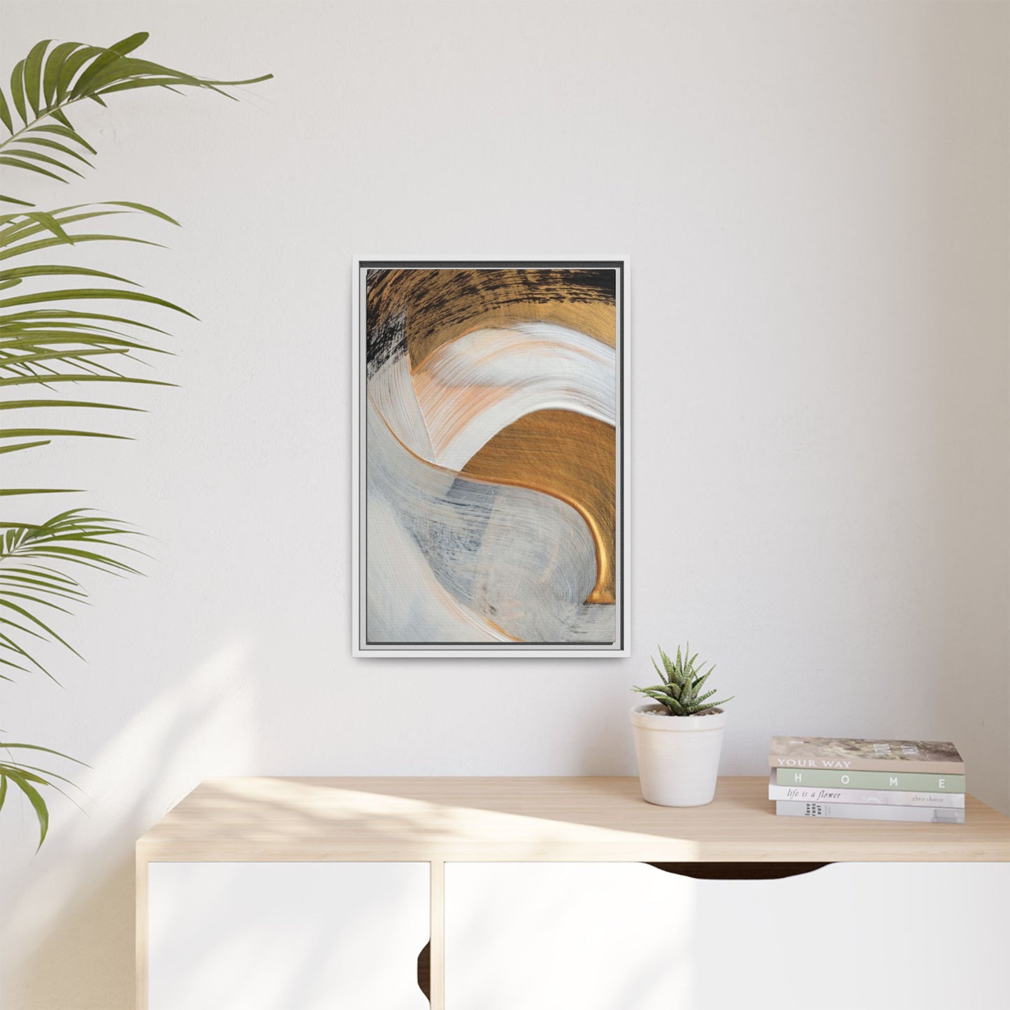 Neutral Abstract Framed Wall Art – Modern Boho Canvas Print for Home or Office | Minimalist Earth Tone Decor, Gift for Art Lovers