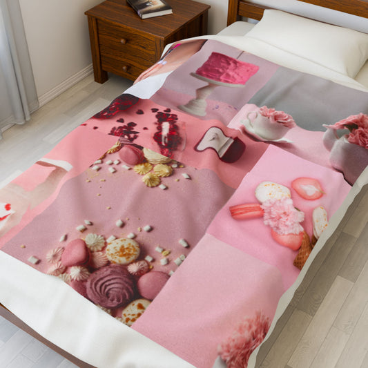 Sweet Treats Velveteen Plush Blanket – Soft Cozy Throw for Adults – Valentine’s Day, Birthday & Holiday Gift – Cute Dessert Print Blanket for Home Decor