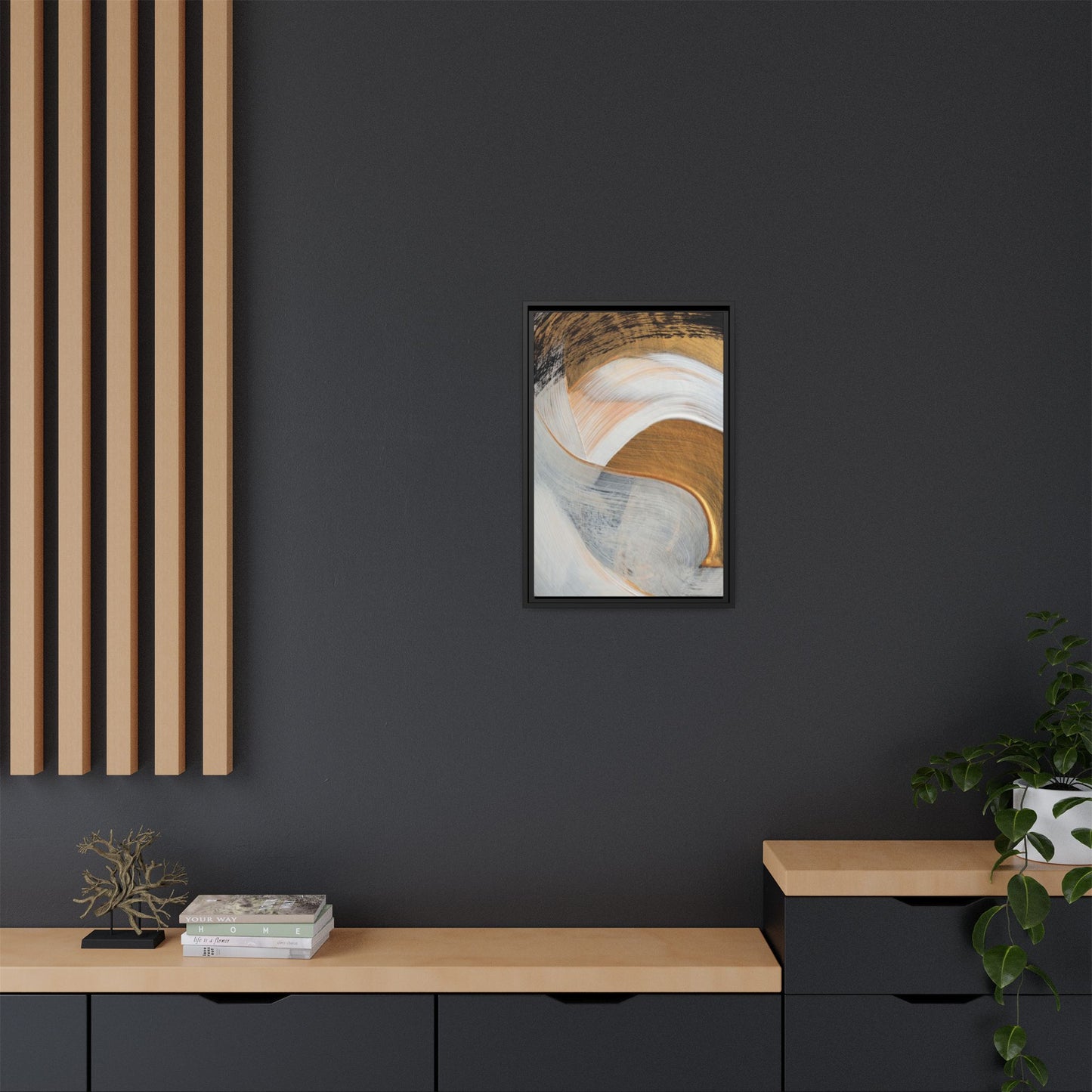 Neutral Abstract Framed Wall Art – Modern Boho Canvas Print for Home or Office | Minimalist Earth Tone Decor, Gift for Art Lovers