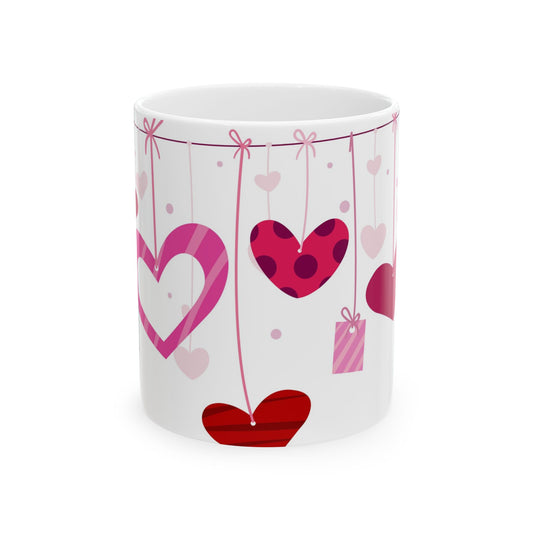 Ceramic Mug – Romantic Heart- Cute Gift for Coffee & Tea Lovers girly aesthetic pink hearts