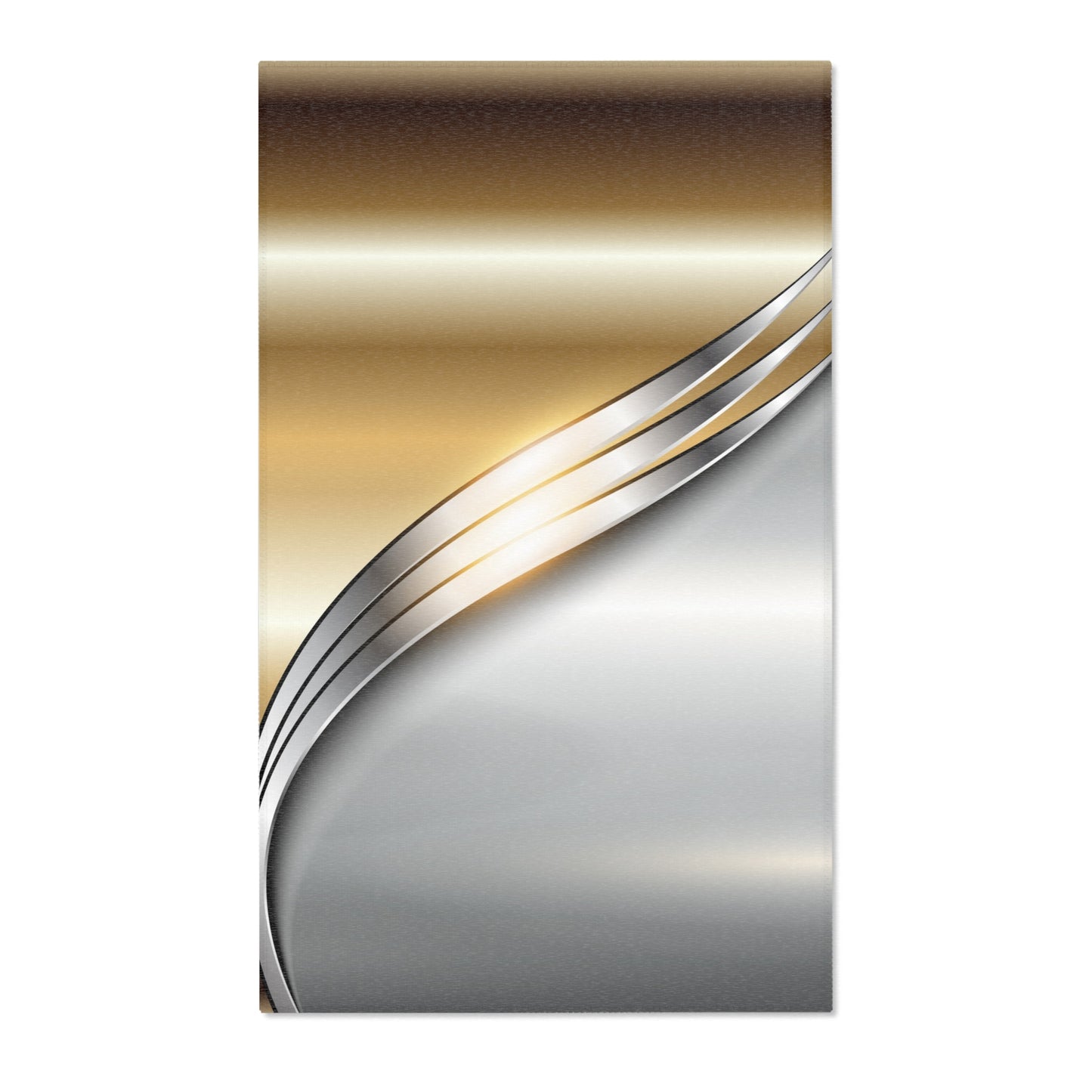 Silver and Gold Area Rug – Modern Metallic Floor Mat for Home Decor