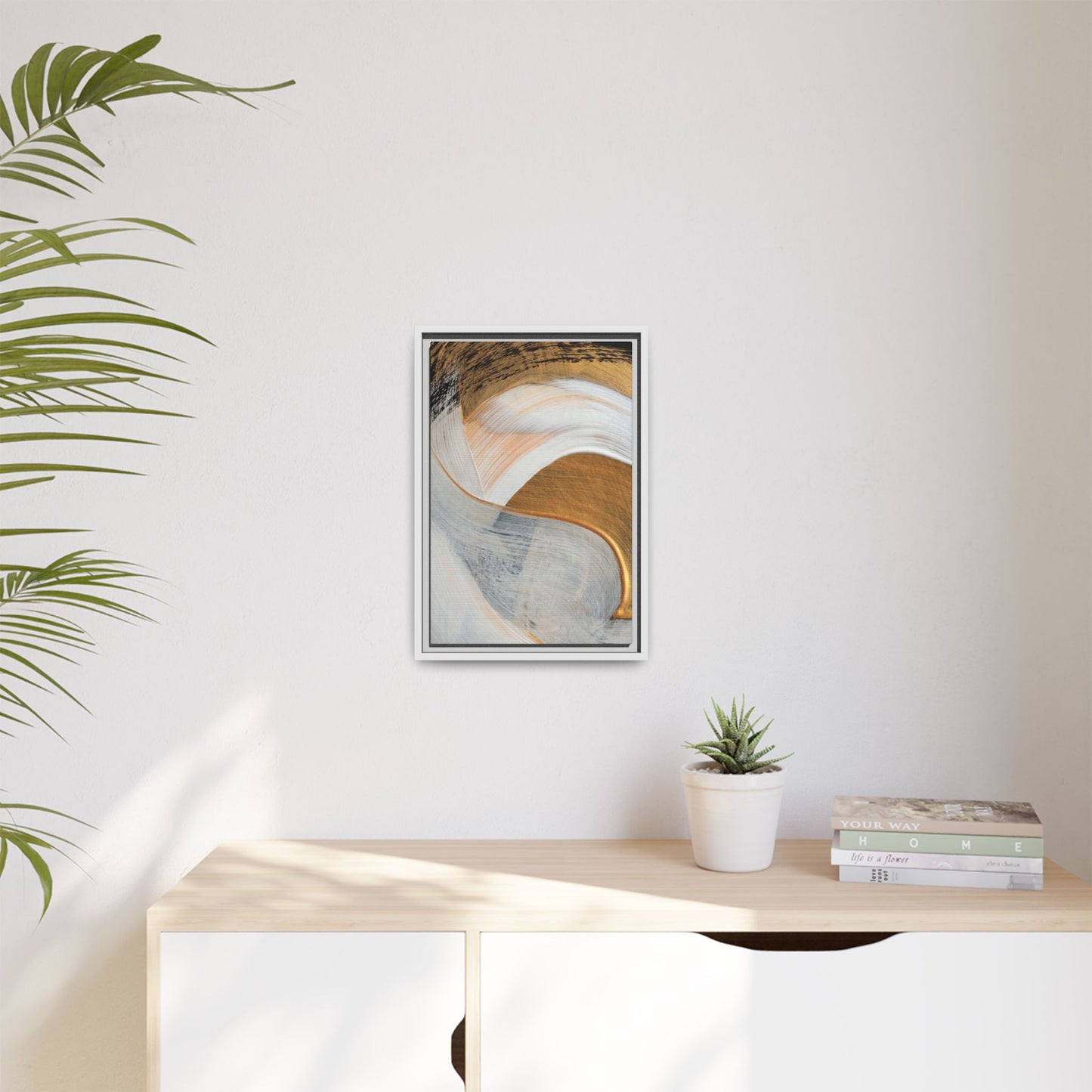Neutral Abstract Framed Wall Art – Modern Boho Canvas Print for Home or Office | Minimalist Earth Tone Decor, Gift for Art Lovers