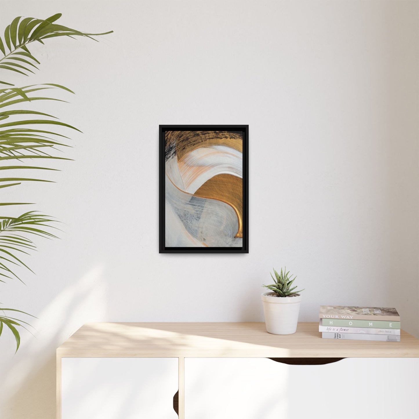 Neutral Abstract Framed Wall Art – Modern Boho Canvas Print for Home or Office | Minimalist Earth Tone Decor, Gift for Art Lovers