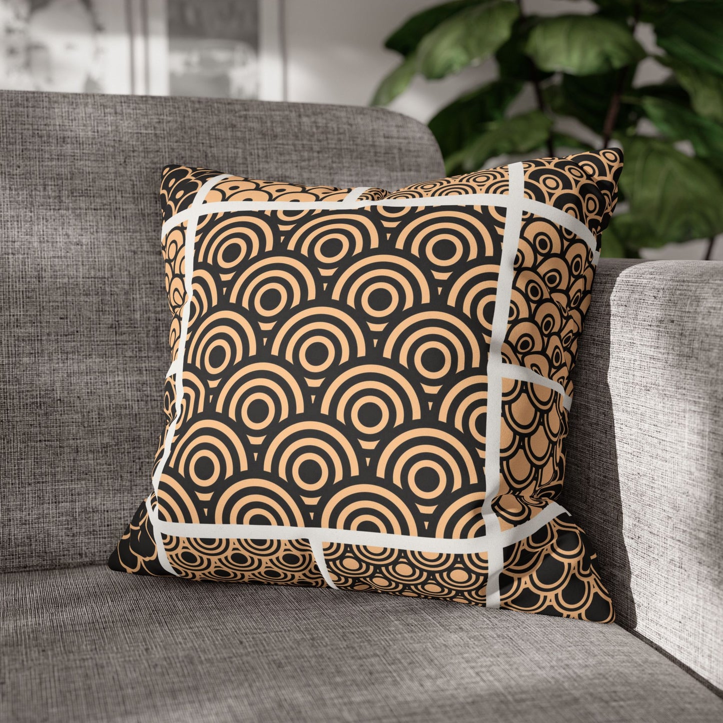 Modern Faux Suede Pillow Cover – Abstract Decorative Cushion for Couch or Bed, Cozy Neutral Home Decor