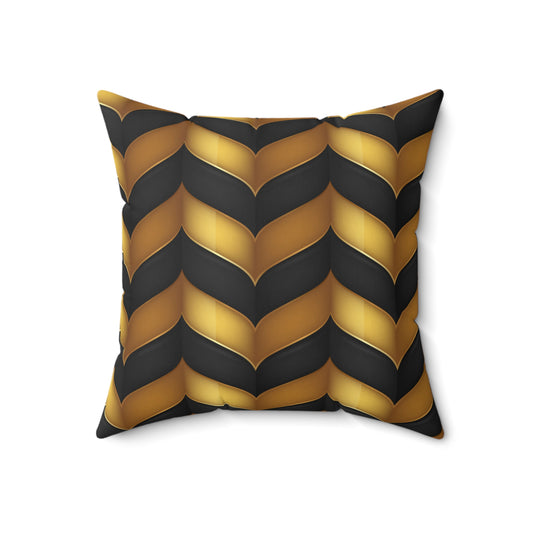 Black and Gold Throw Pillow – Modern Decorative Cushion for Living Room or Bedroom | Stylish Square Pillow Cover for Elegant Home Decor