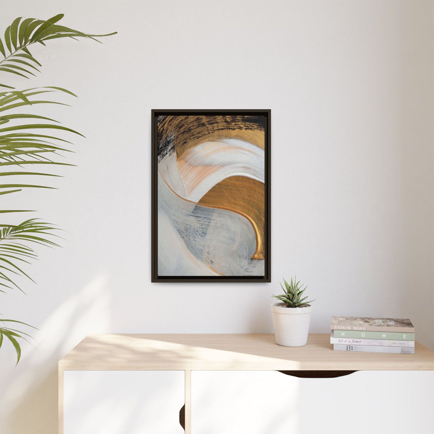 Neutral Abstract Framed Wall Art – Modern Boho Canvas Print for Home or Office | Minimalist Earth Tone Decor, Gift for Art Lovers