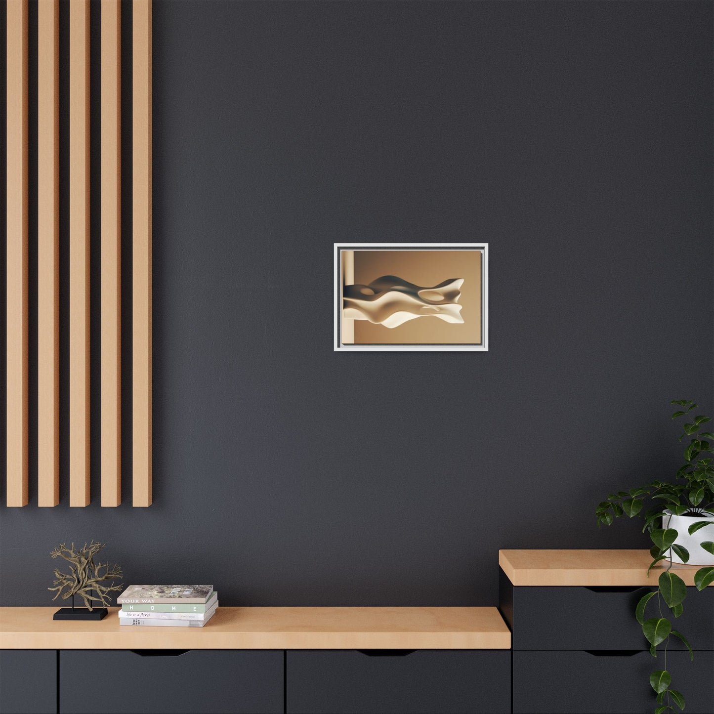 Wabi Sabi Wall Art – Brown Minimalist Framed Canvas for Modern Neutral Decor | Earth Tone Abstract Print for Living Room or Bedroom