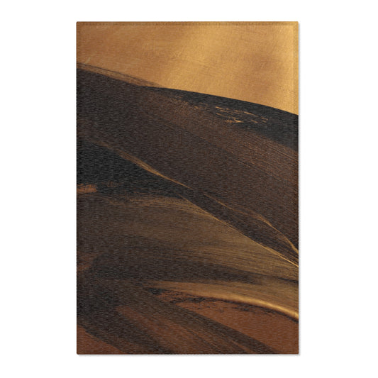 Modern Abstract Area Rug – Gold & Brown Floor Decor for Home